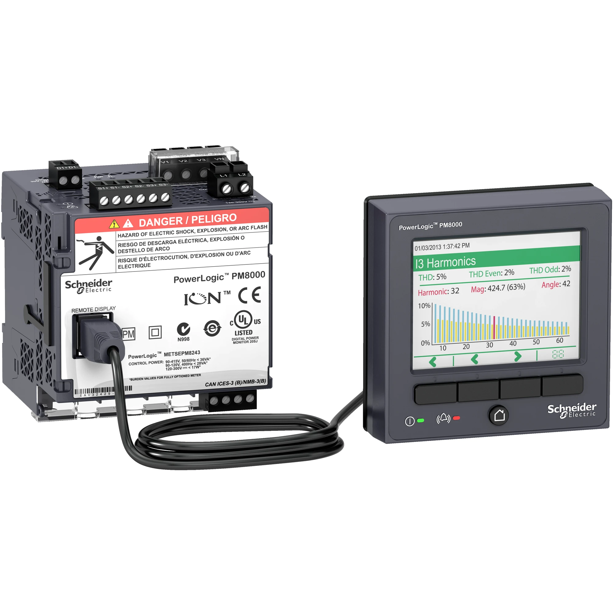 Schneider Electric METSEPM8214 Network Analyzer PM8000 for DIN rail, including remote display in front panel, 24VDC (img_001)
