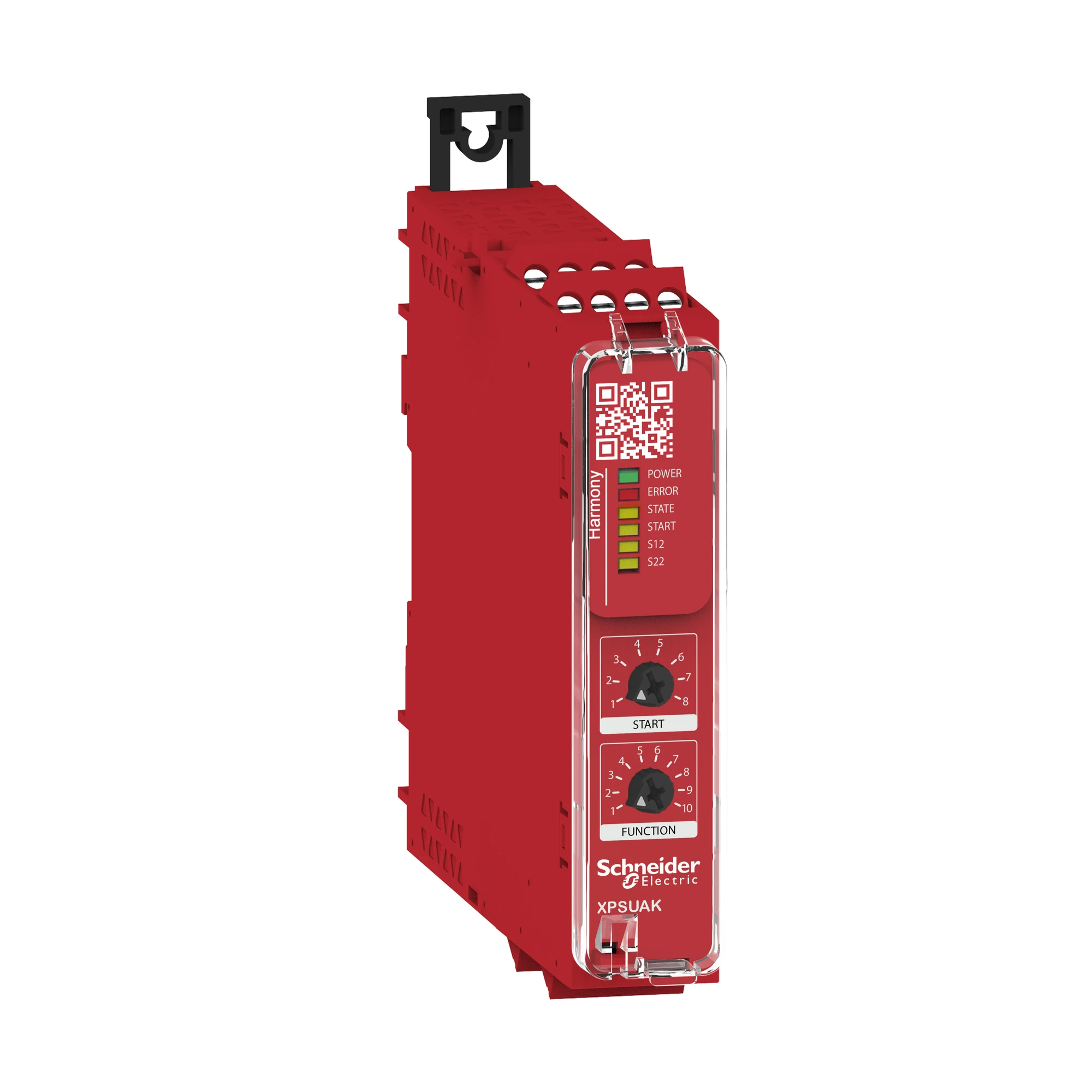 Schneider Electric XPSUAK12AP Safety relay, Harmony XPSU, 10 functions, 1 circuit, PLe/Cat4/SIL3, 2NO 1NC, Diagnostics, 24VAC/DC, Screw (img_001)