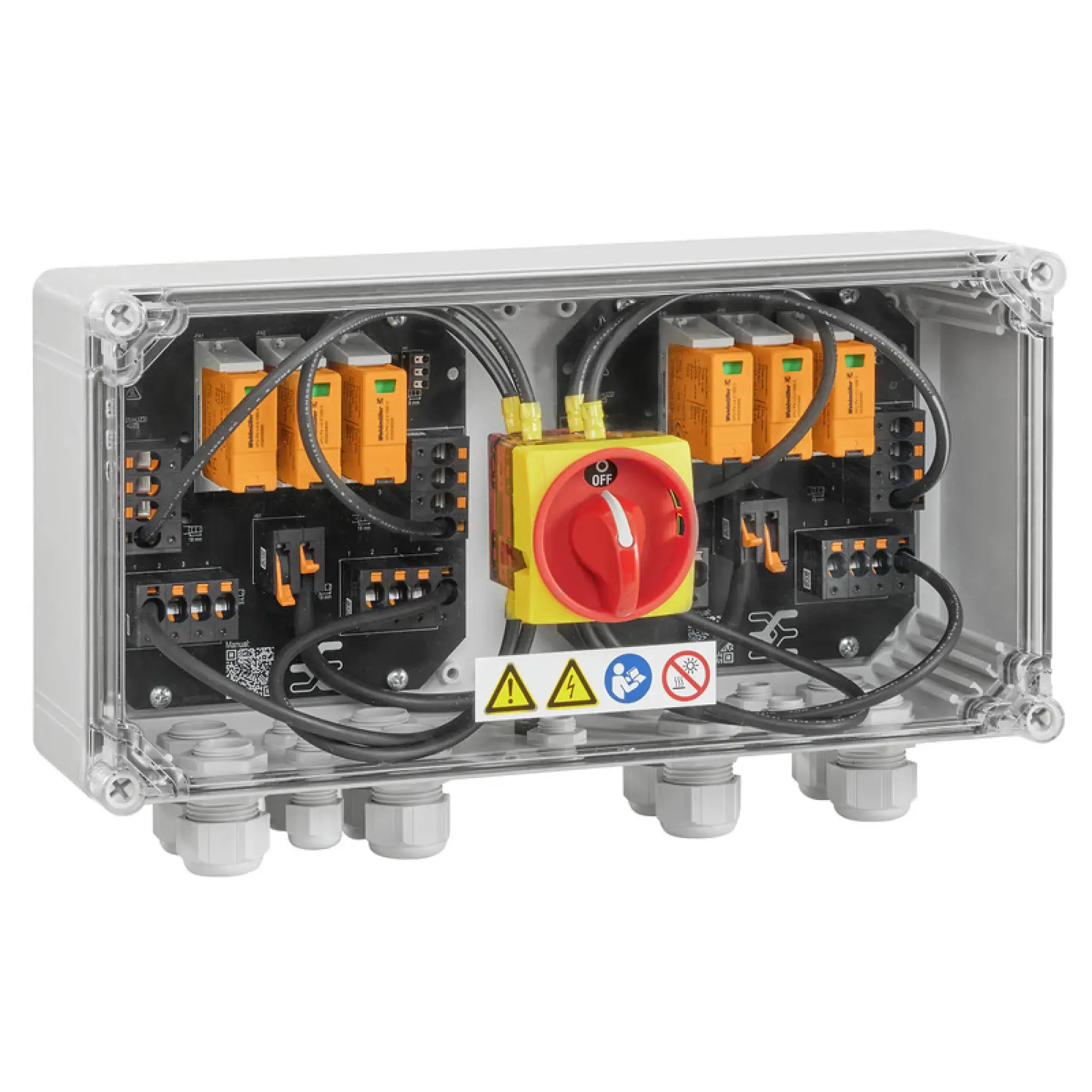 Weidmüller 2890600000 Combiner Box (Photovoltaik), 1100 V, 2 MPP's, 3 Inputs / 3 Outputs per MPP, Surge protection I / II, Switch disconnector, Cable gland (img_001)