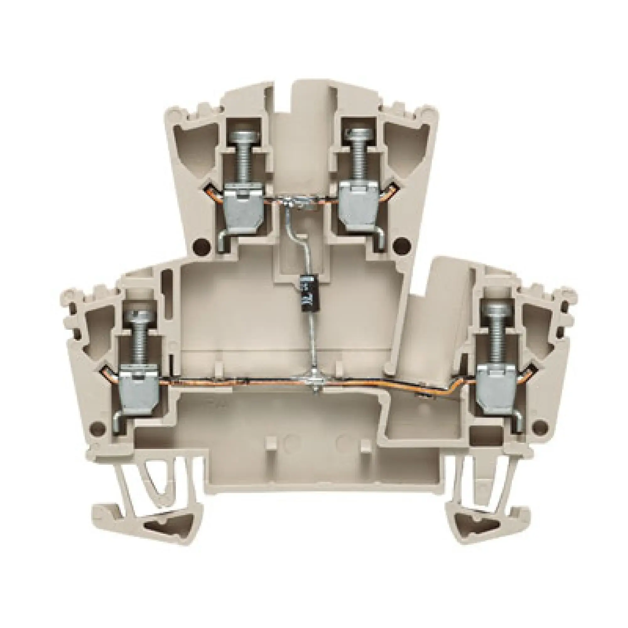 Weidmüller 1023300000 Component terminal block, Screw connection, dark beige, 2.5 mm², 400 V, 400 V, Number of connections: 4, Number of levels: 2, TS 35, V-0, Wemid (img_001)