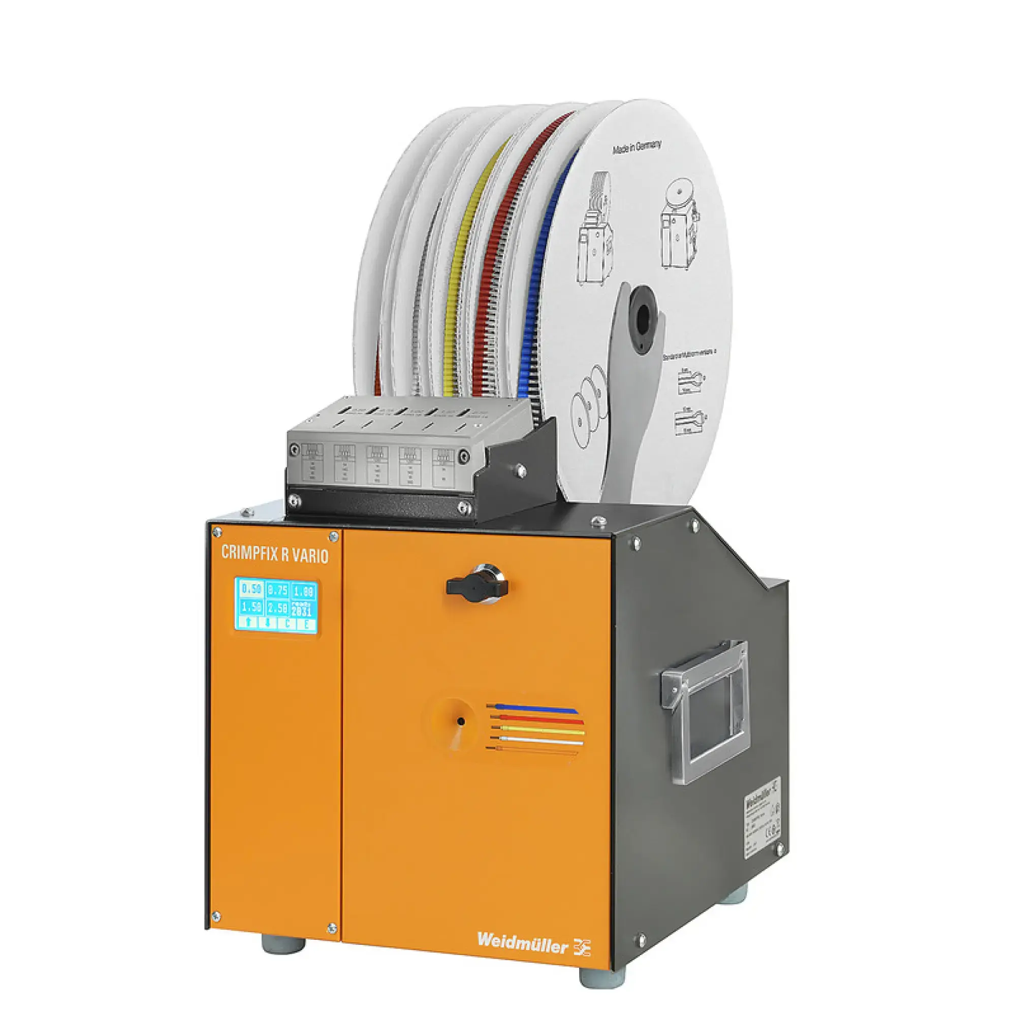Weidmüller 2580000000 Automatic stripper and crimper, Electropneumatic, Stripping range : 0.5 - 2.5 mm² (~AWG 20-14), Linked wire-end ferrules, Trapezoidal, Crimping length (img_001)