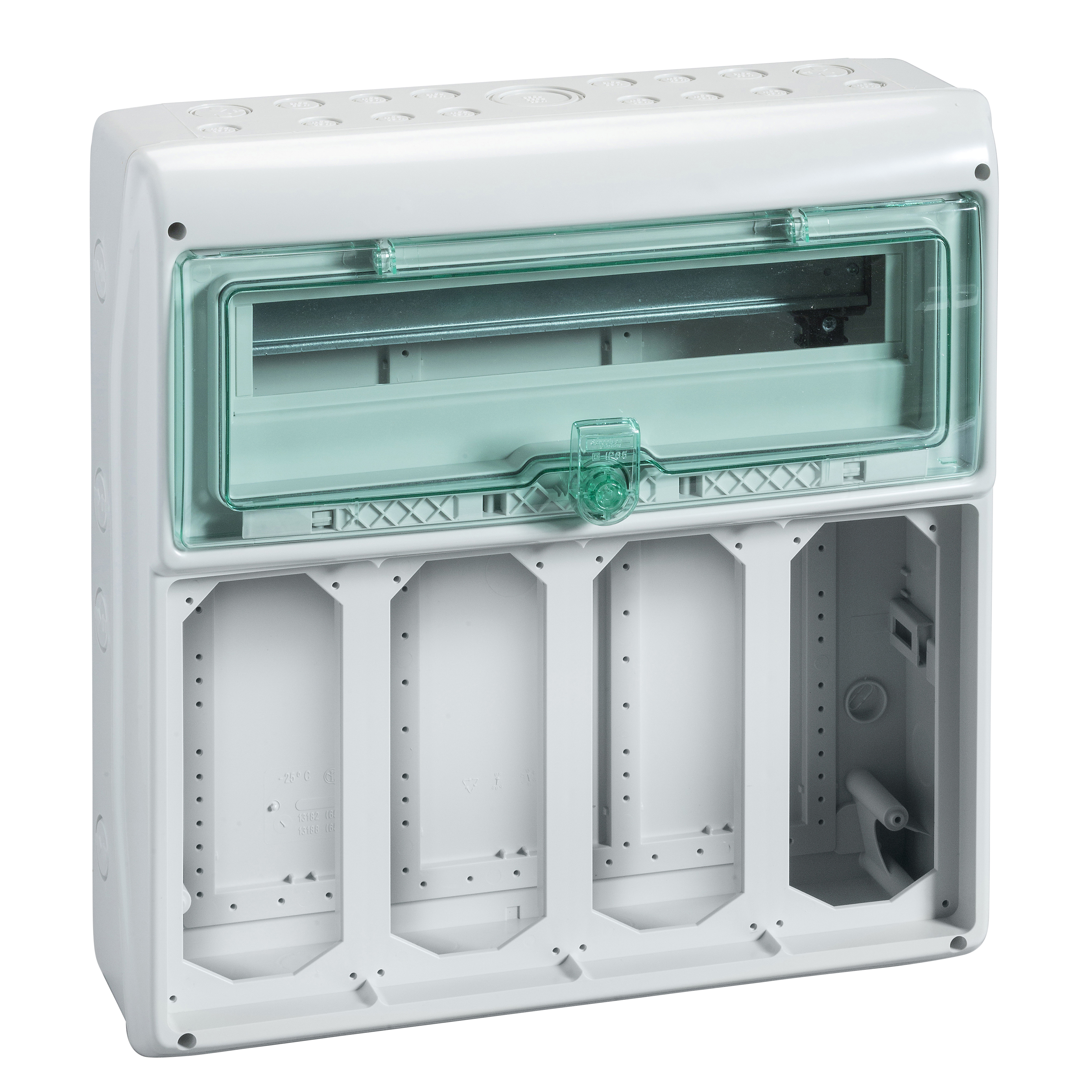 Schneider Electric Kaedra empty enclosure, 4 mounting positions for sockets 103x225mm, 18+1 TE
