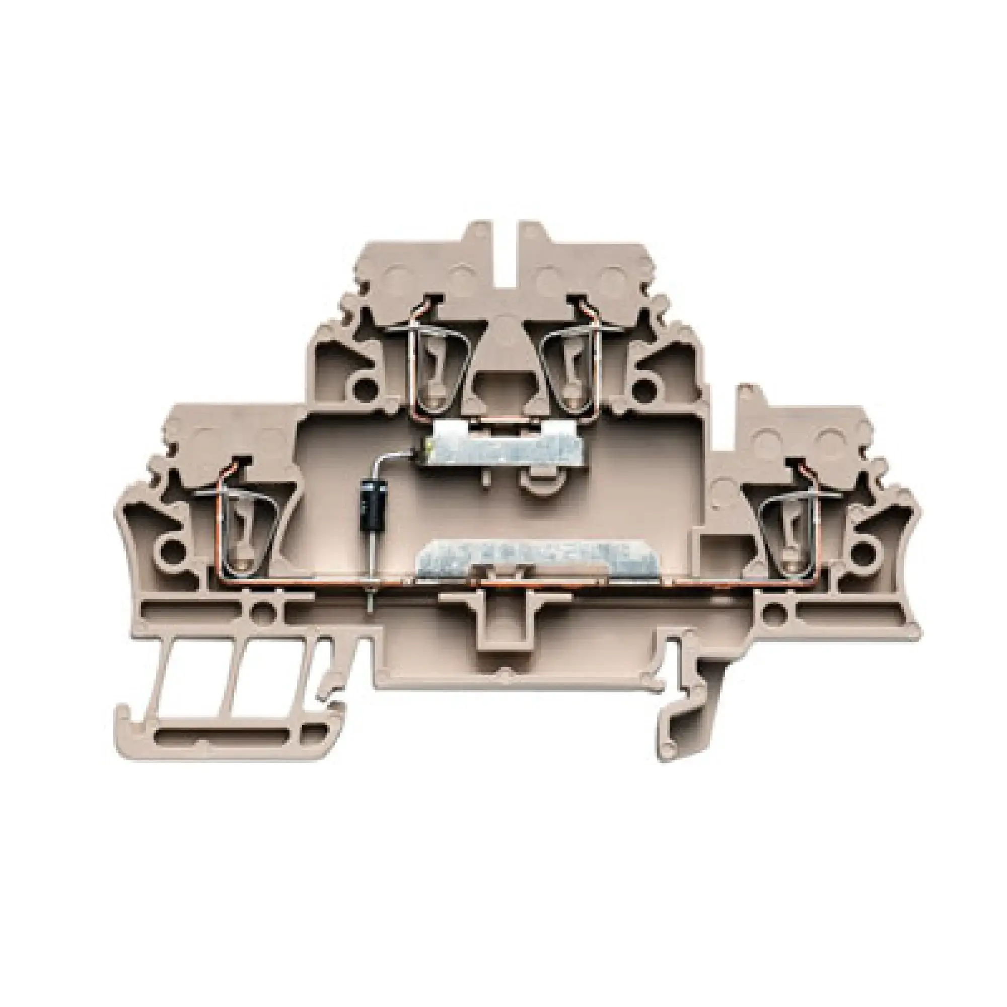 Weidmüller 1690030000 Component terminal block, Tension-clamp connection, dark beige, 2.5 mm², 500 V, 500 V, Number of connections: 4, Number of levels: 2, TS 35, V-0, Wemi (img_001)