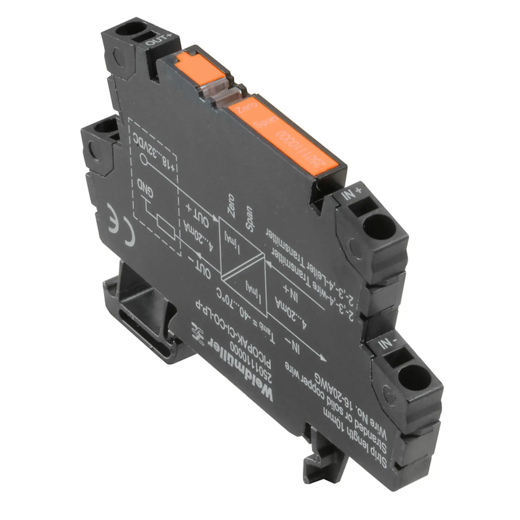 Weidmüller 2501110000 Signal converter / insulator, Output current loop powered, Input : 4-20 mA, Output : 4-20 mA (img_001)