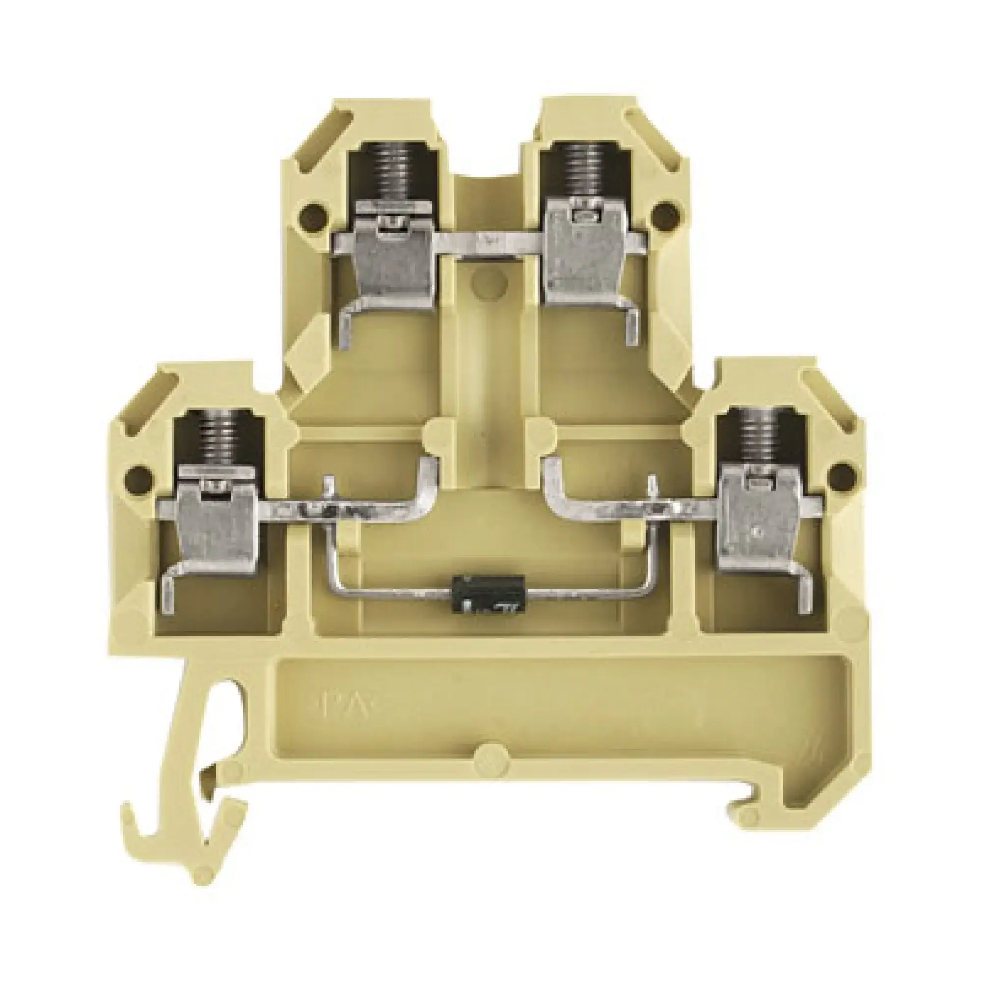 Weidmüller 0396360000 Component terminal block, Screw connection, beige / yellow, 4 mm², 380 V, 380 V, Number of connections: 4, Number of levels: 2, TS 35, V-2, PA 66 (img_001)