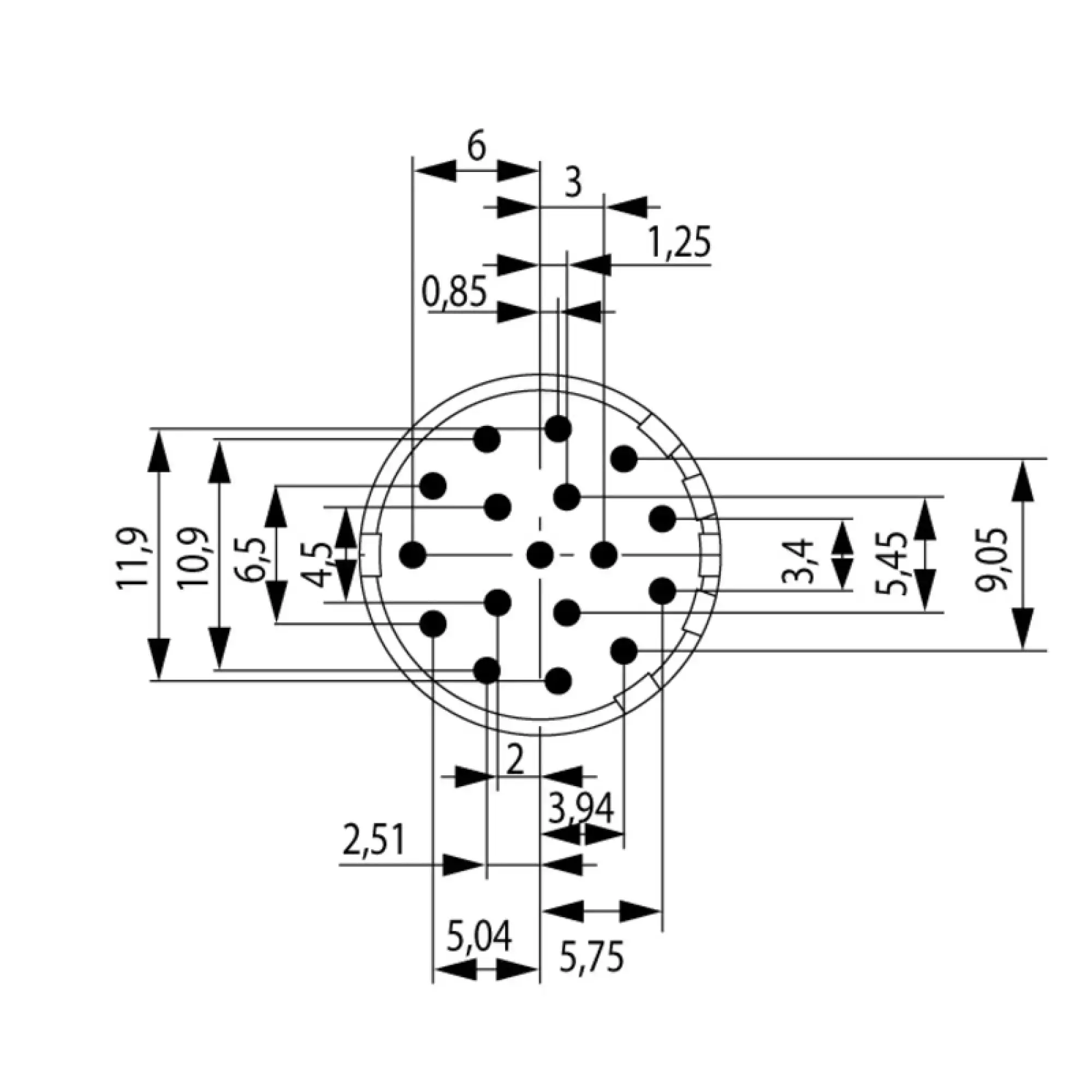 Weidmüller 1224320000 contact insert (circular connector), Solder pin, Solder cup, Solder cups, M23, Number of poles: 17, Coding: none (img_001)
