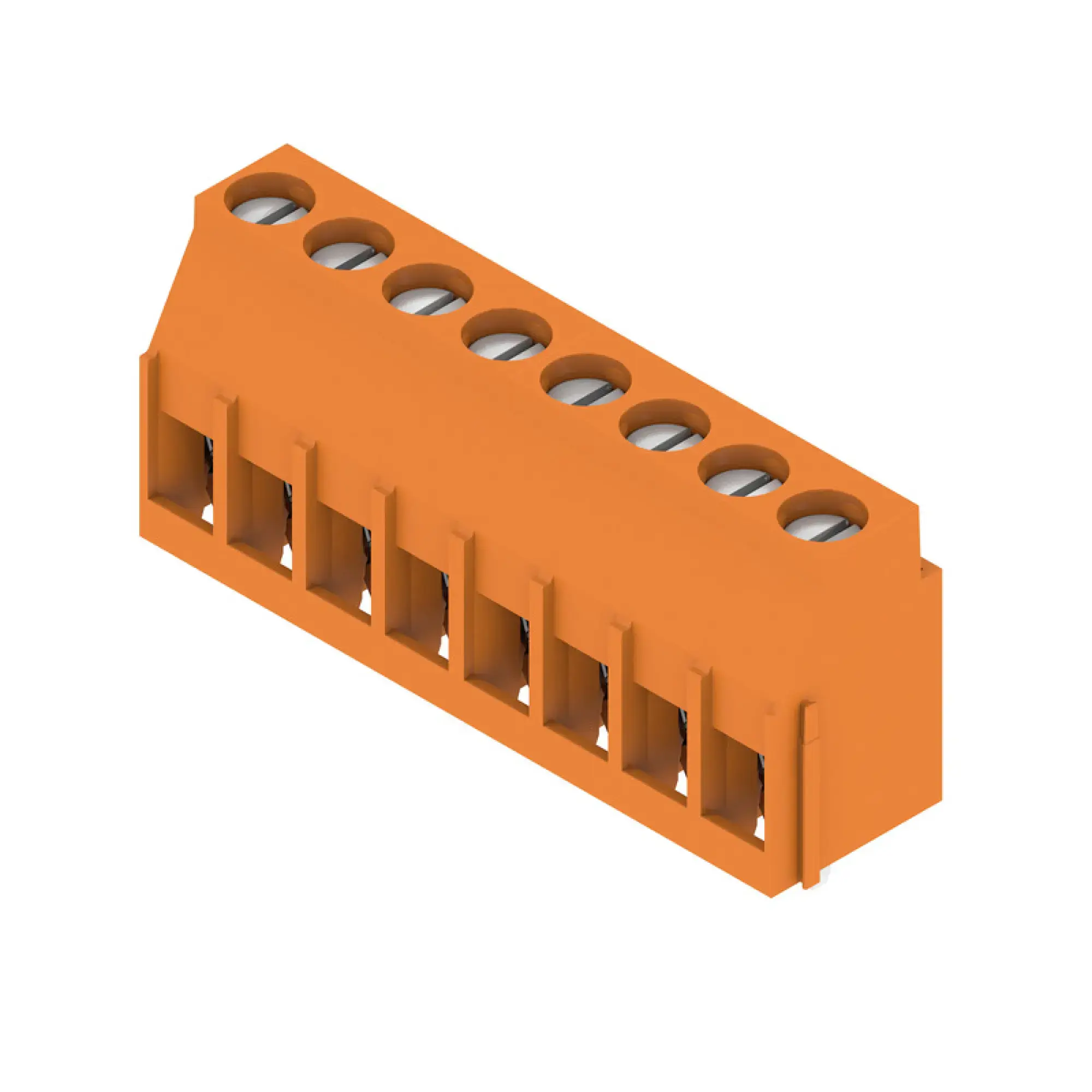 Weidmüller 1001890000 PCB terminal, 320 V, 32.5 A, Pitch in mm: 5.08, 6 mm², Number of poles: 8, Clamping yoke connection, THT solder connection, 90°, Box (img_001)