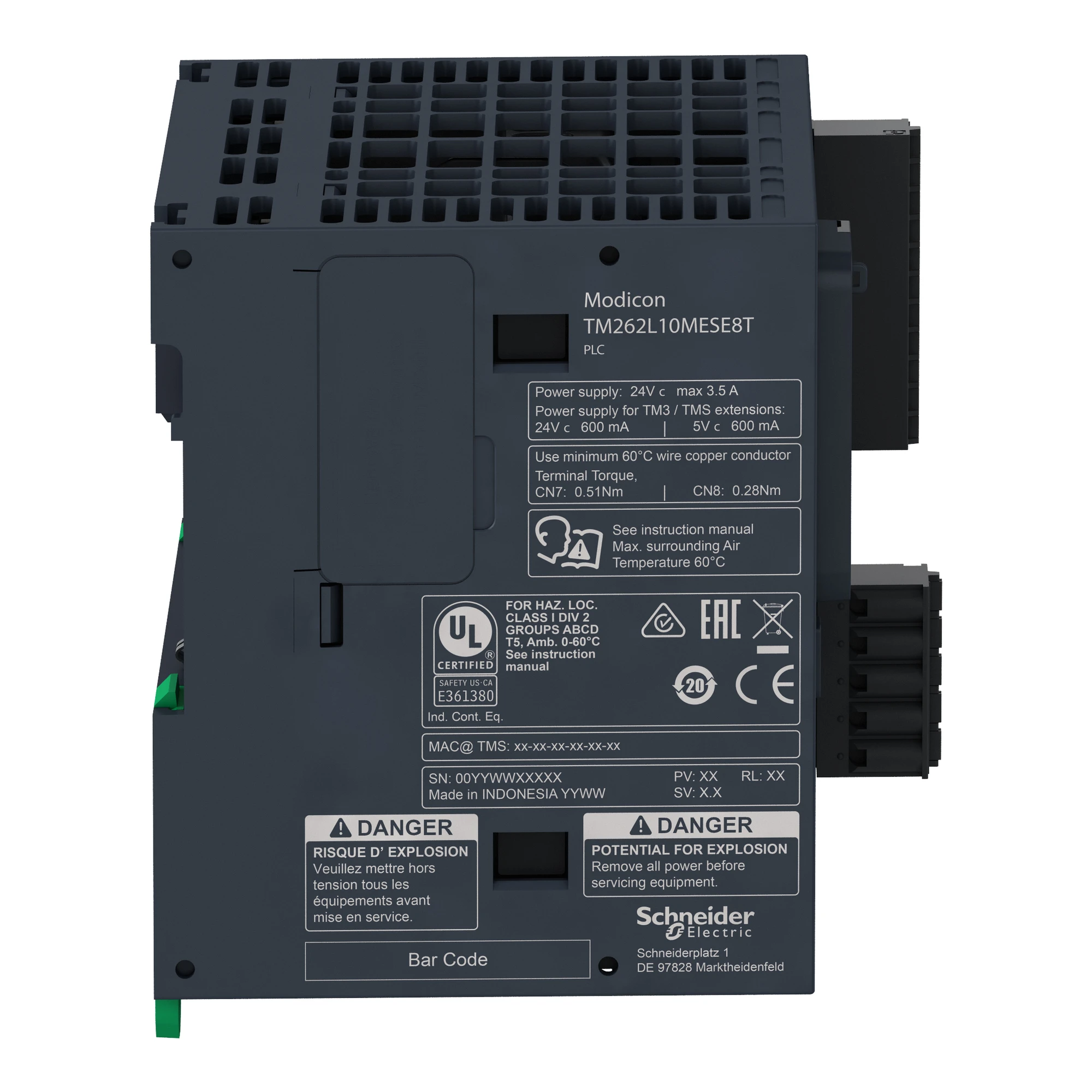 Schneider Electric TM262L10MESE8T PLC Control, Modicon M262, IIoT-enabled, 5 ns/instruction, 2x Ethernet, OPC UA, 8 fast I/O (img_003)