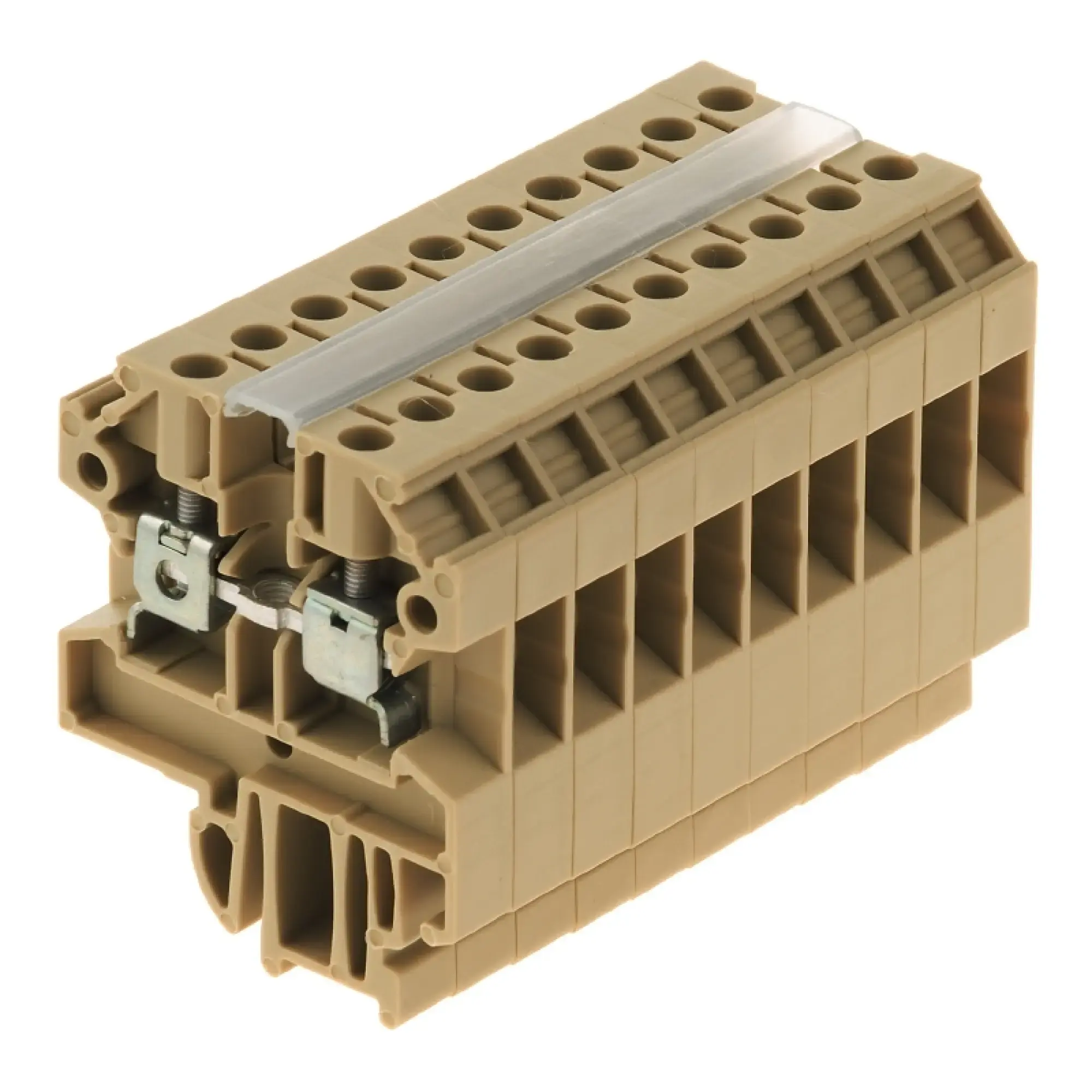 Weidmüller 0322860000 Single- and multi-pole terminal strip, Screw connection, beige / yellow, 2.5 mm², 24 A, 800 V, Number of connections: 2, Number of levels: 1, V-2, PA (img_001)