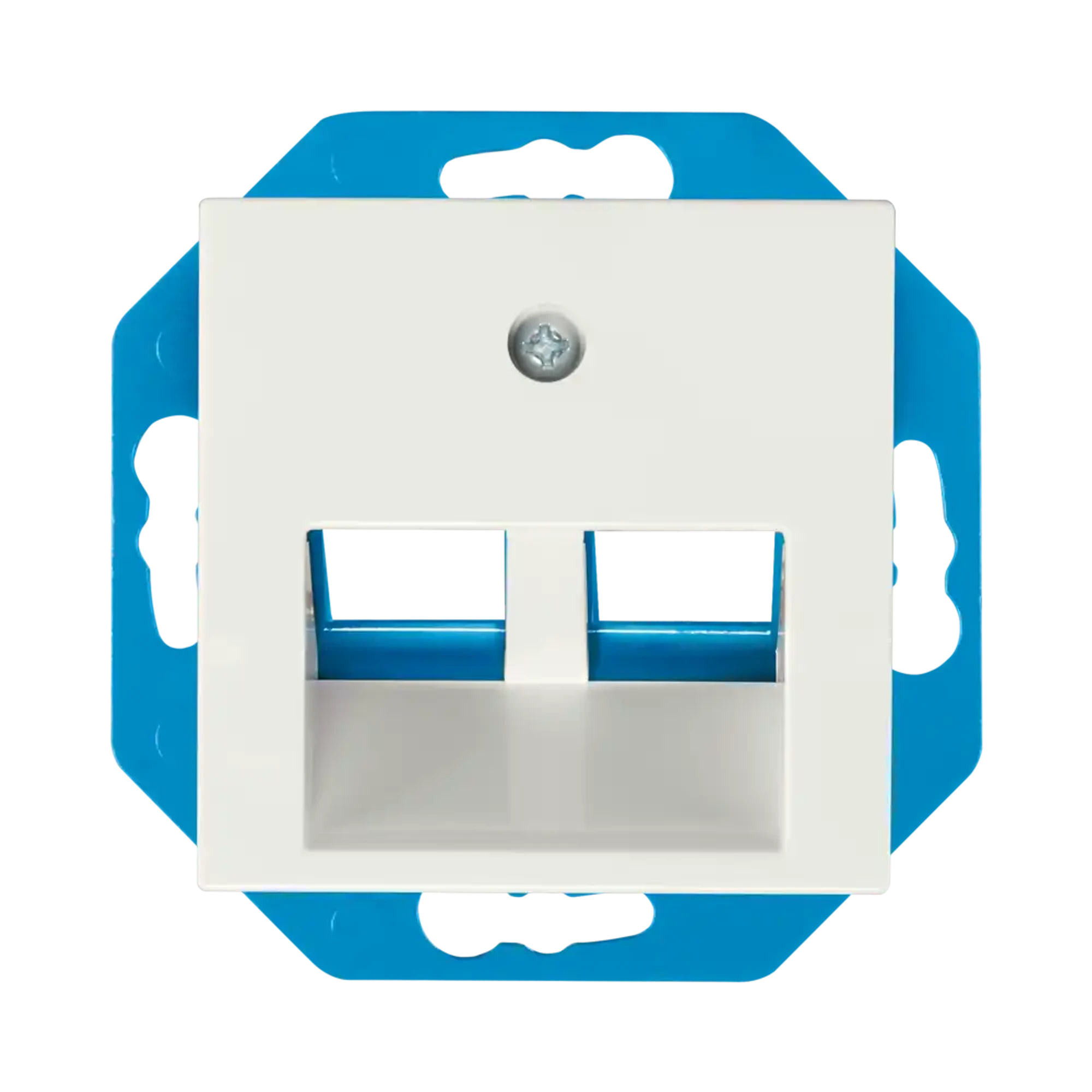 ION INDUSTRIES 13.300.114 Modular Jack 30° 2-gang with Central Plate V1/J1 Alpine White (img_001)