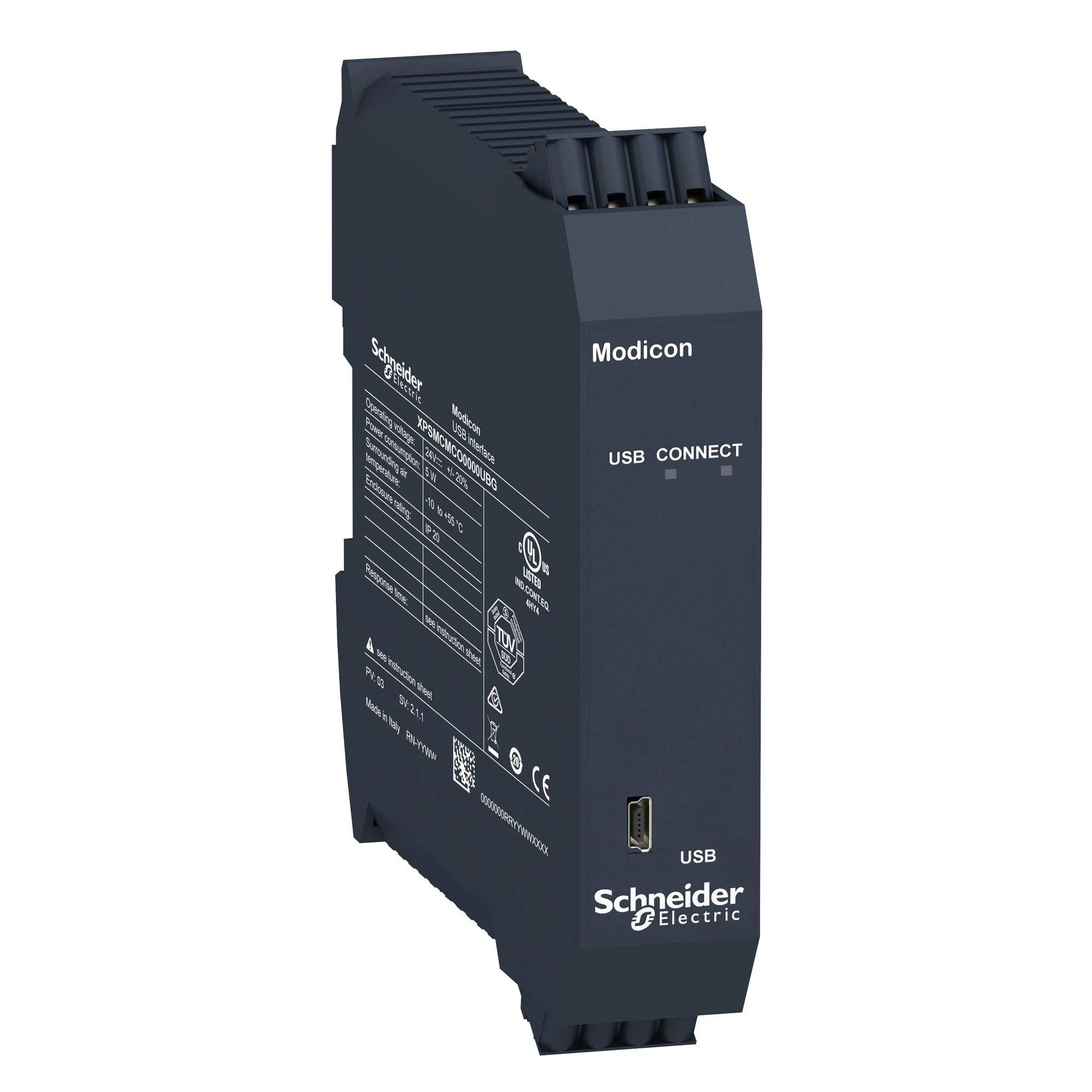 Schneider Electric XPSMCMCO0000UBG Bus Module USB for Modicon Safety Controller XPSMCM, Mini-USB, Spring-cage Terminals (img_001)