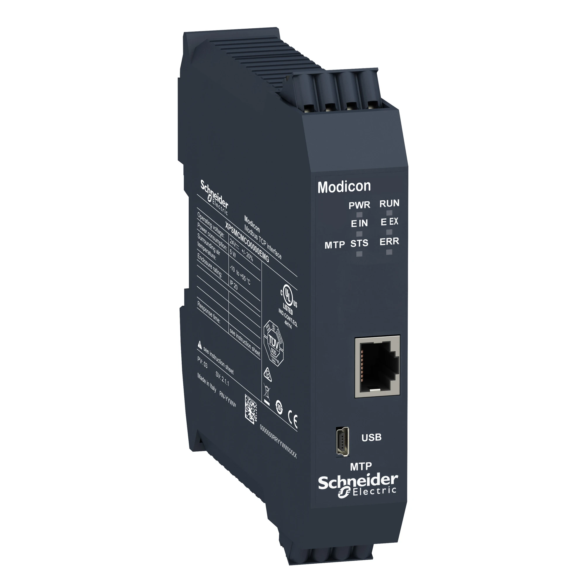 Schneider Electric XPSMCMCO0000EMG Fieldbus module Modbus TCP, 1x RJ45, Modicon safety controller XPSMCM, spring-cage terminals (img_001)
