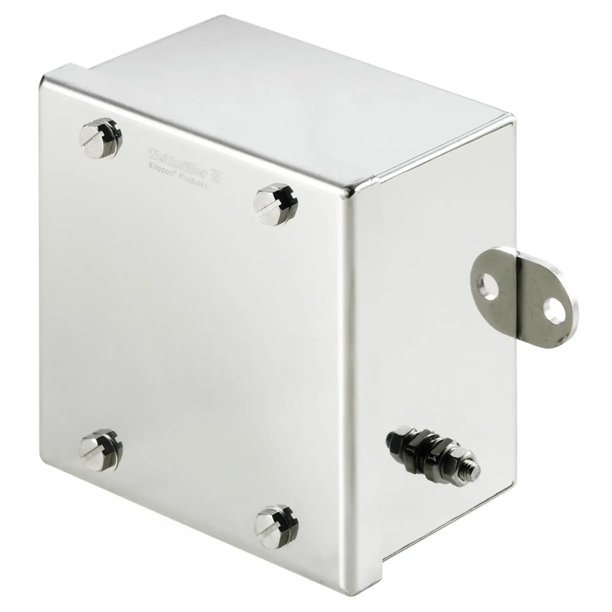 Weidmüller 1058830000 Ex metal housing, 150 x 150 x 90 mm, electropolished, Flange plate: No, M5 hexagonal screw with slot and 10mm distance across flats (img_001)