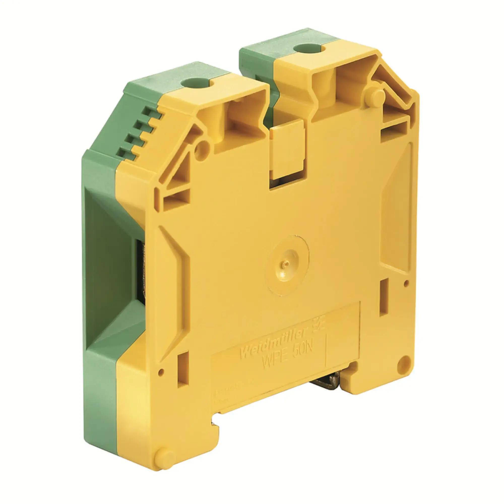 Weidmüller 1422430000 PE terminal, Screw connection, Green/yellow, 50 mm², 1000 V, Number of connections: 2, Number of levels: 1, TS 35, V-0, Wemid (img_001)