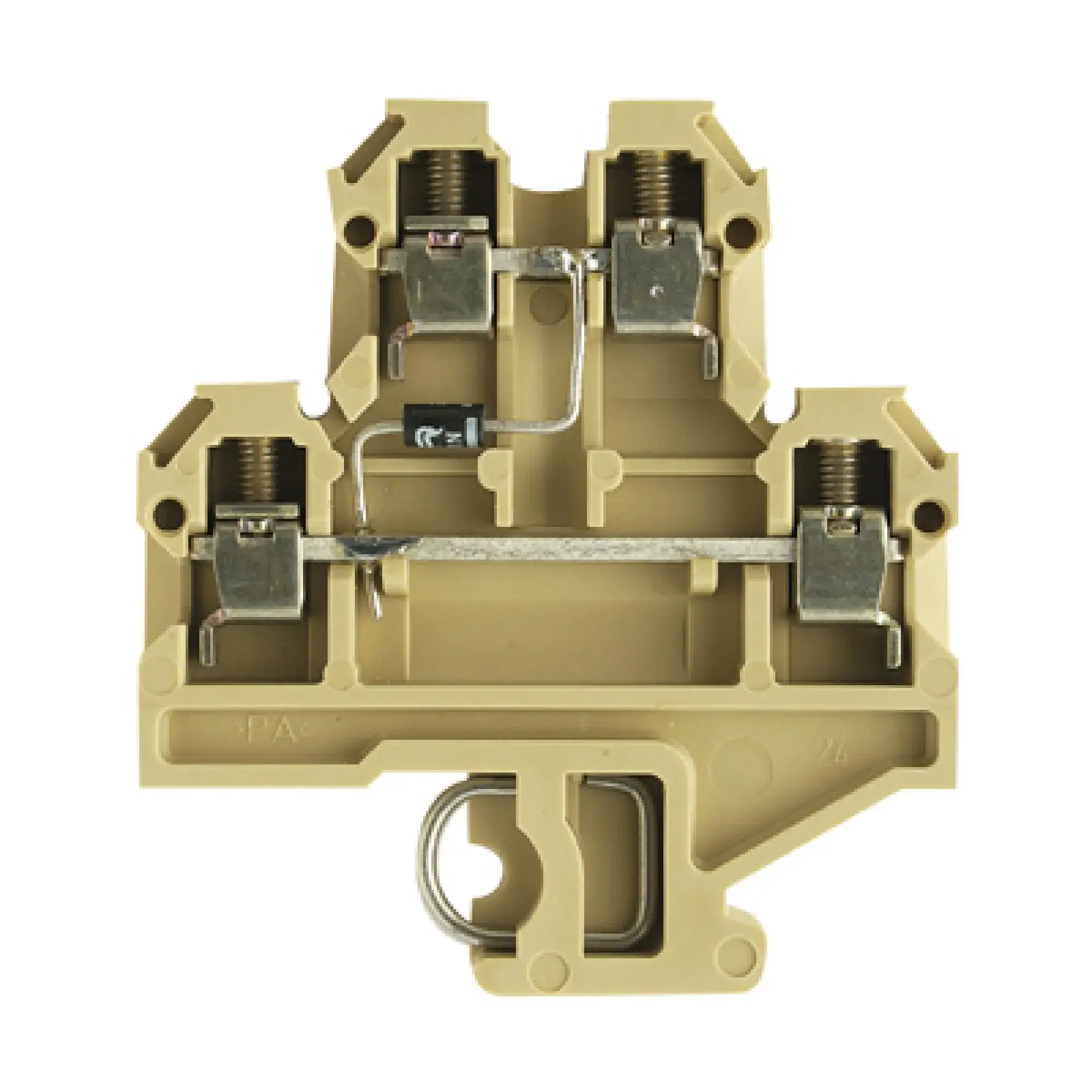 Weidmüller 0467960000 Component terminal block, Screw connection, beige / yellow, 4 mm², 380 V, 380 V, Number of connections: 4, Number of levels: 2, TS 32, V-2, PA 66 (img_001)