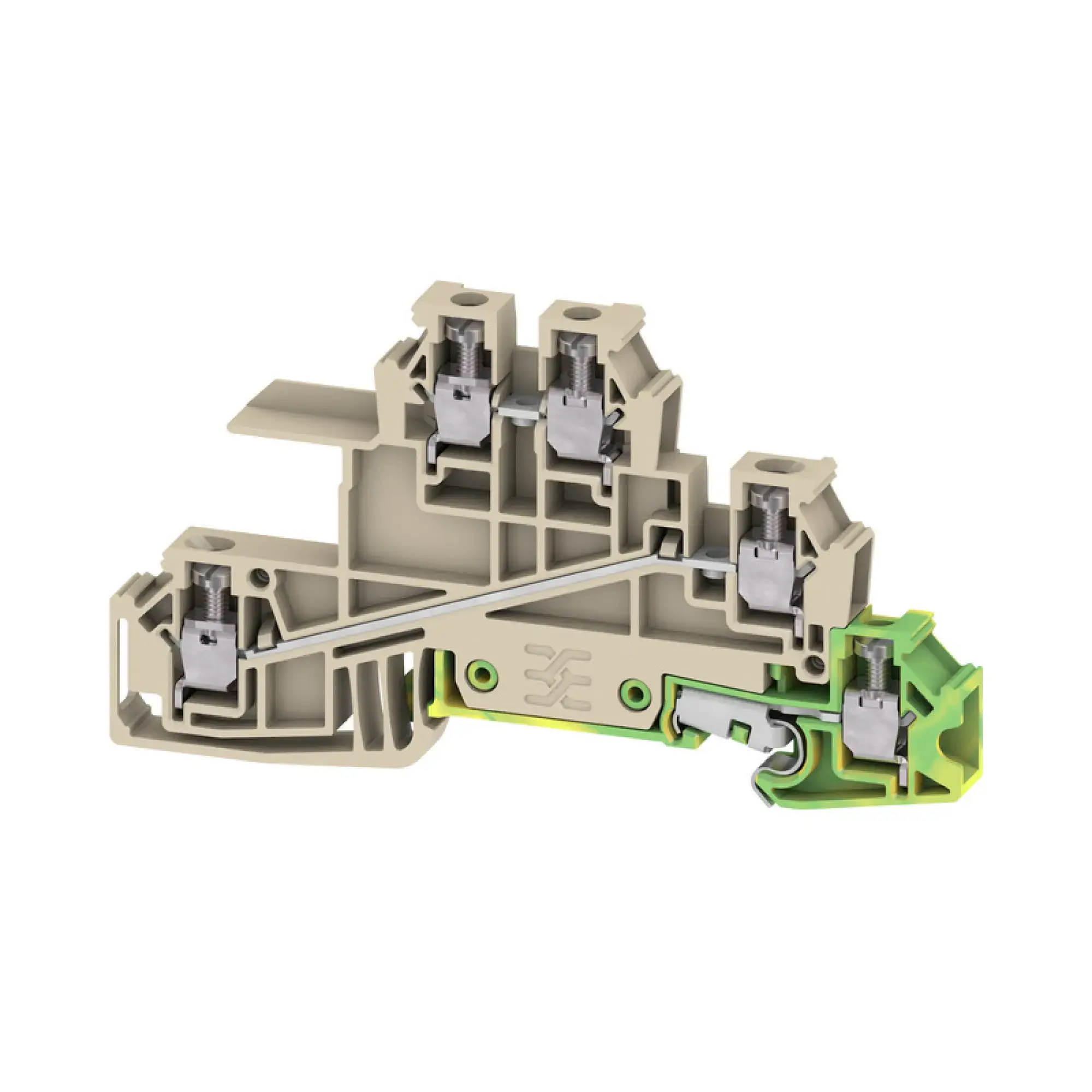 Weidmüller 1031100000 Multi level installation terminal block, Screw connection, dark beige, 2.5 mm², 24 A, 400 V, Number of connections: 5, Number of levels: 3, TS 35, V-0 (img_001)