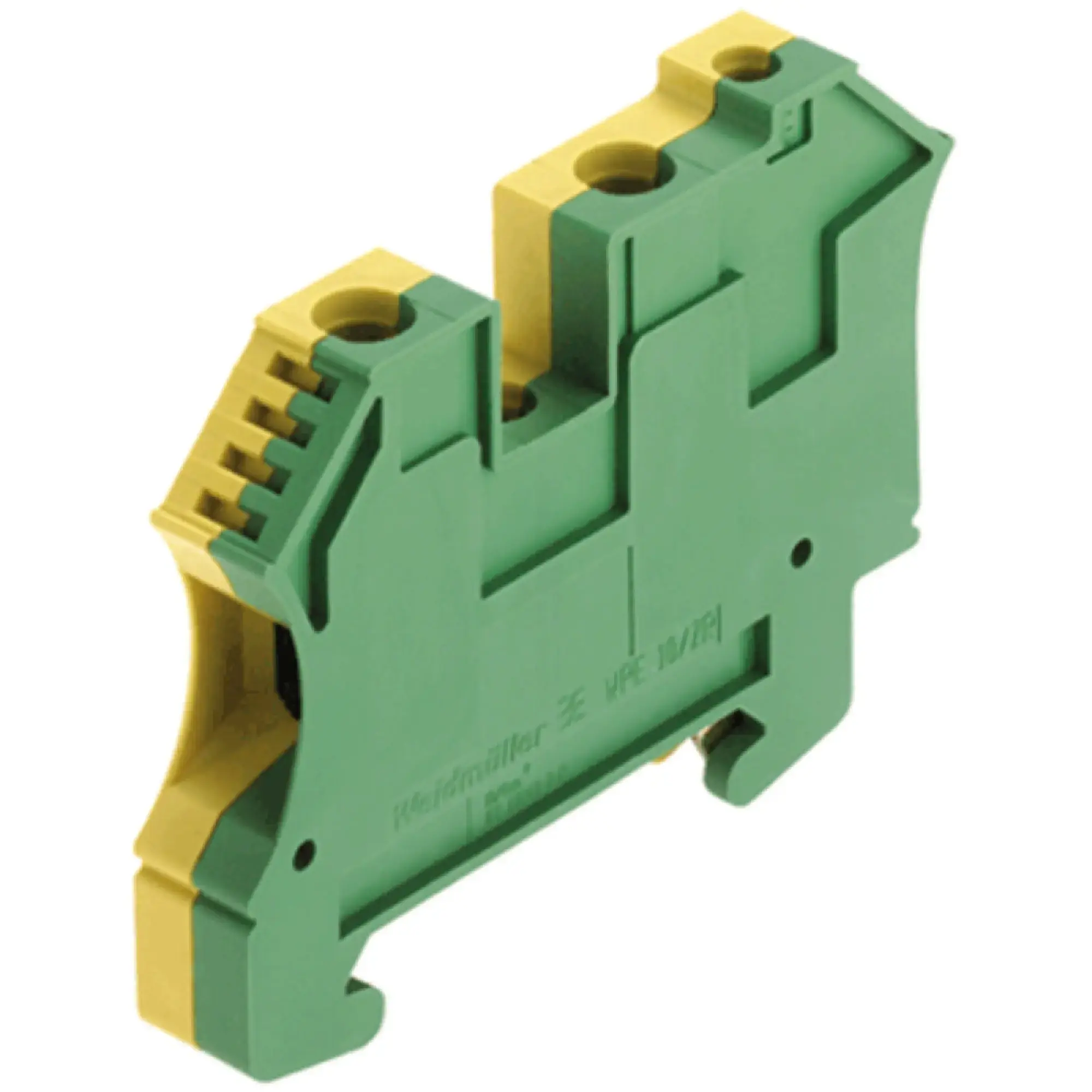 Weidmüller 1042500000 PE terminal, Screw connection, Green/yellow, 10 mm², 1000 V, Number of connections: 2, Number of levels: 1, TS 35, V-0, Wemid (img_001)