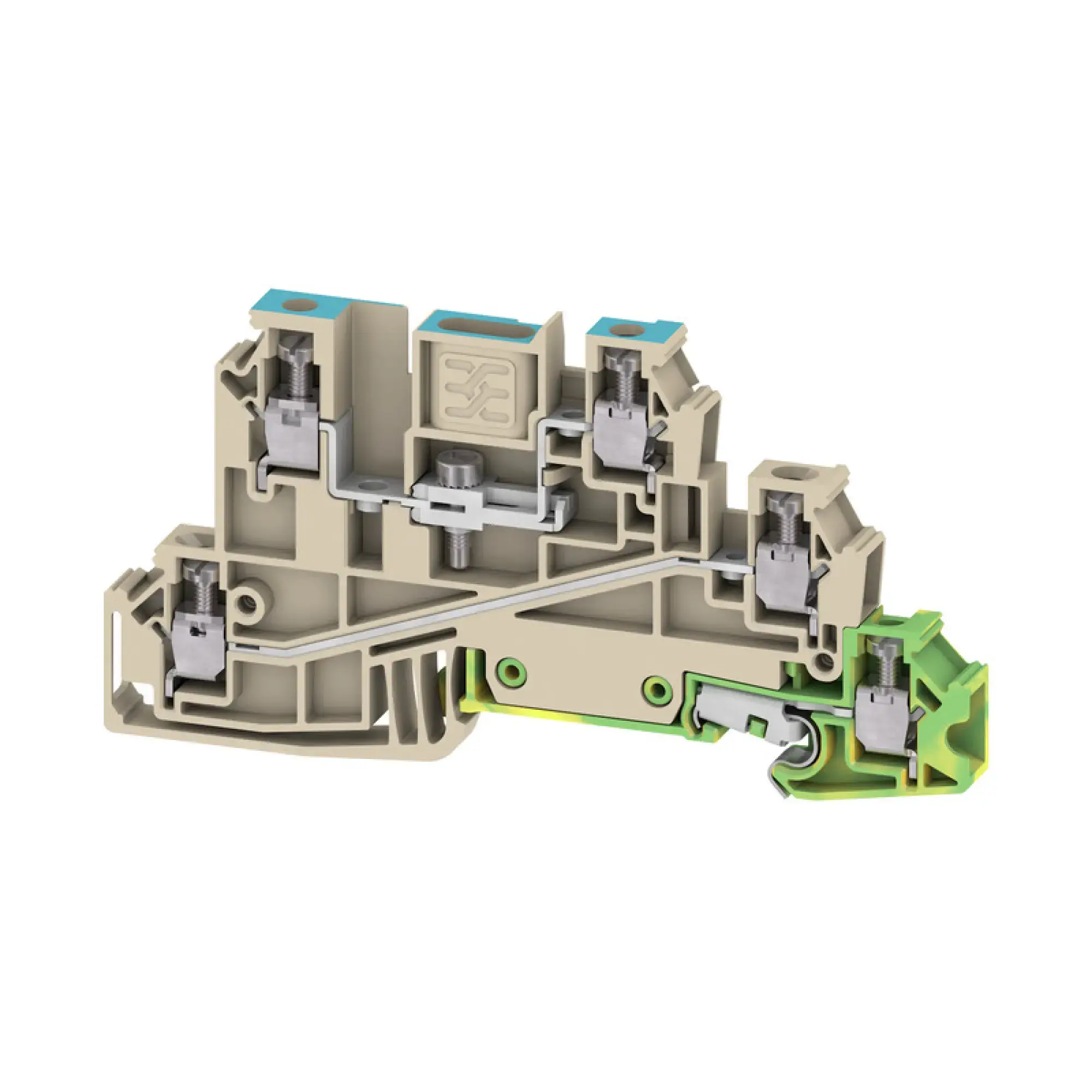 Weidmüller 1029800000 Multi level installation terminal block, Screw connection, dark beige, 2.5 mm², 24 A, 400 V, Number of connections: 5, Number of levels: 3, TS 35, V-0 (img_001)