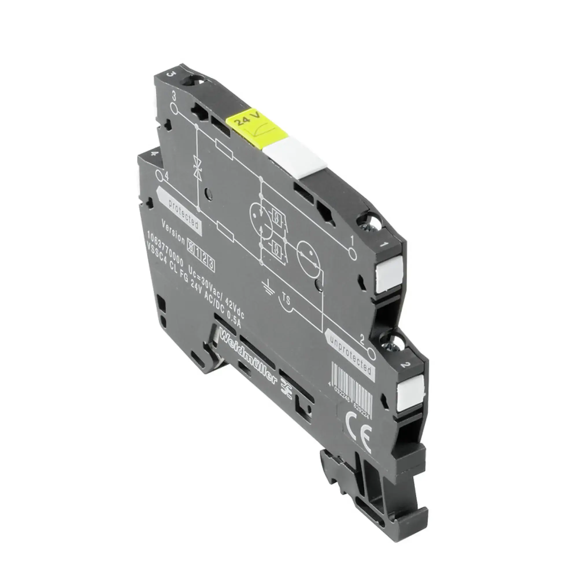 Weidmüller 1063730000 Surge voltage arrester (data networks/MCR-technology), Surge protection for measurement and control, analogue, Number of signals: 1, AC/DC, 24 V, 34 V (img_001)