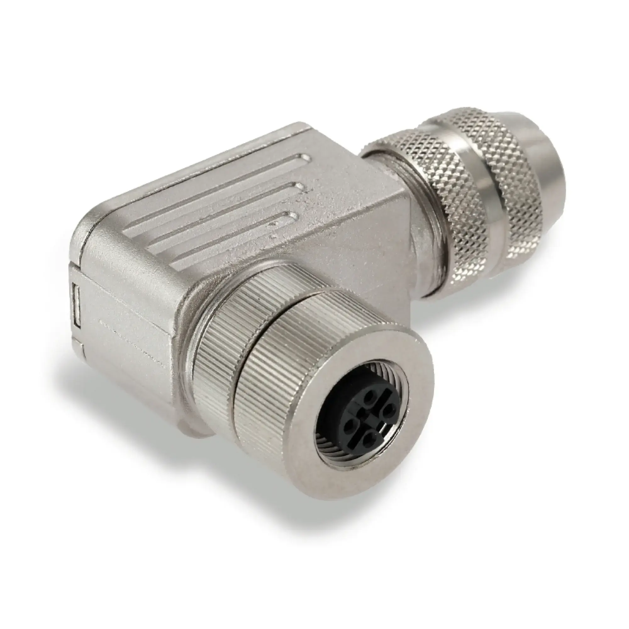 Weidmüller 1139330000 Round plug (field customisable), M12, D-coded, Socket, angled, Tension-clamp connection, Number of poles: 4, IP67, Shield connection: Yes (img_001)