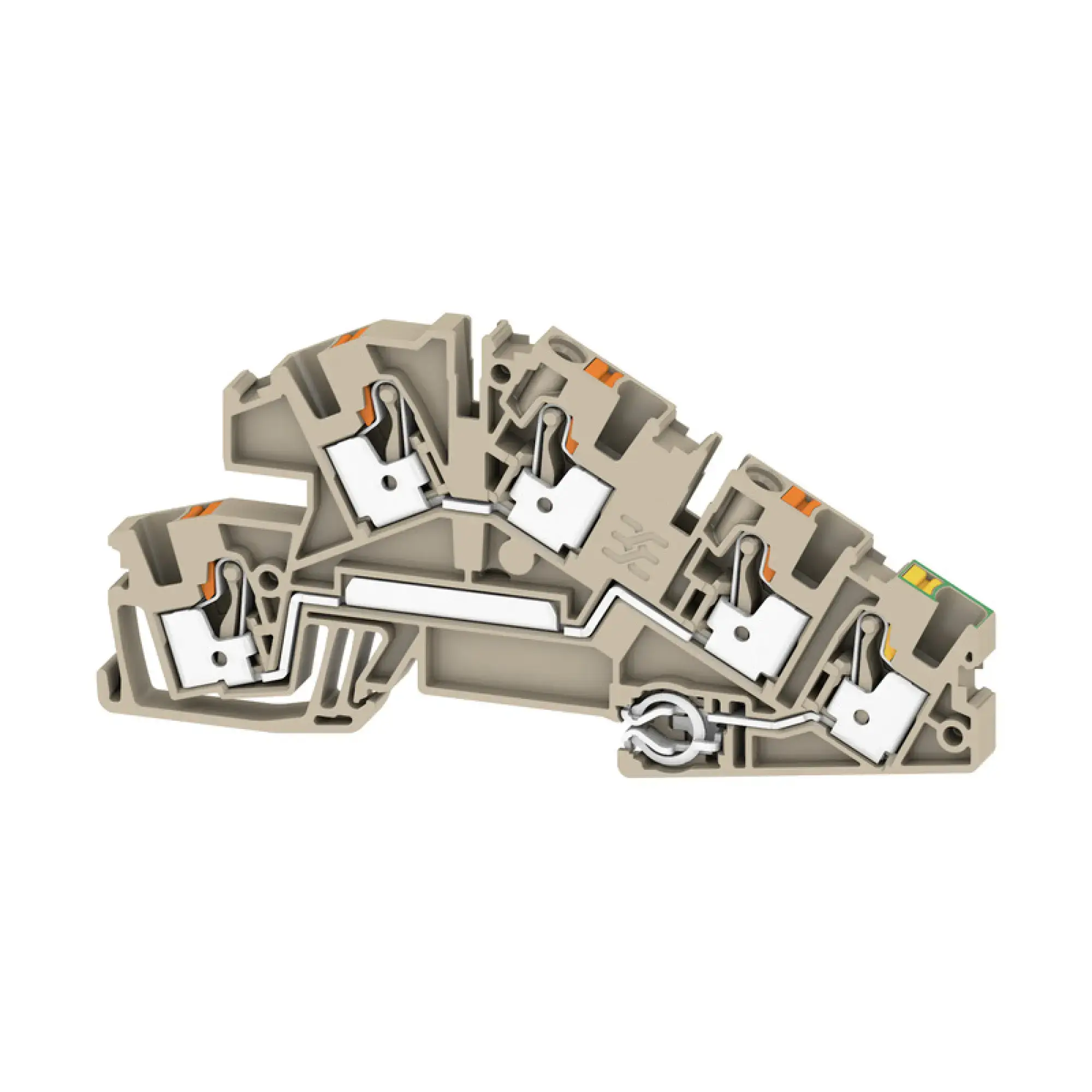 Weidmüller 2669080000 Multi level installation terminal block, PUSH IN, dark beige, 4 mm², 30 A, 250 V, Number of connections: 5, Number of levels: 3, TS 35, V-0, Wemid (img_001)