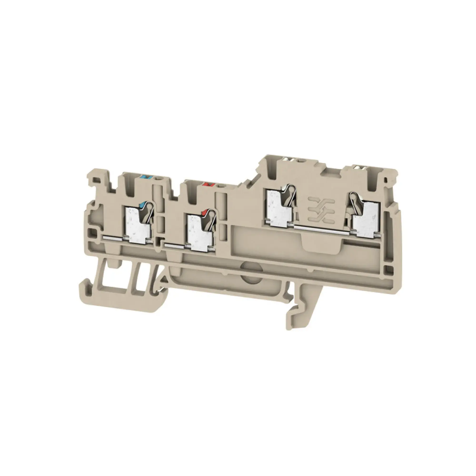 Weidmüller 1992260000 Initiator/actuator terminal, PUSH IN, dark beige, 1.5 mm², 13.5 A, 250 V, Number of connections: 4, Number of levels: 2, TS 35, V-0, Wemid (img_001)