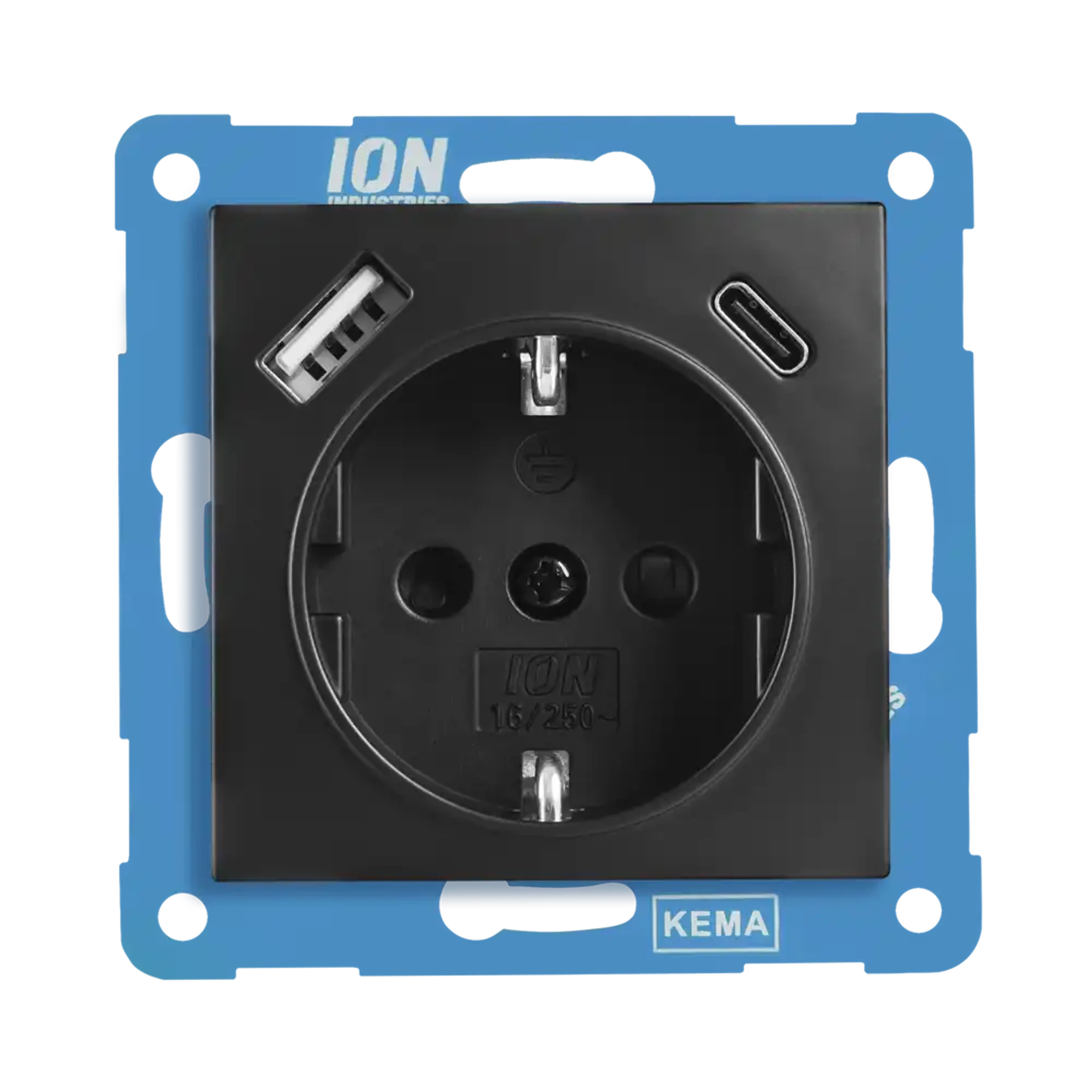 ION INDUSTRIES 10.302.416 Socket outlet USB A + USB C with touch protection E1 Matt Black (img_001)