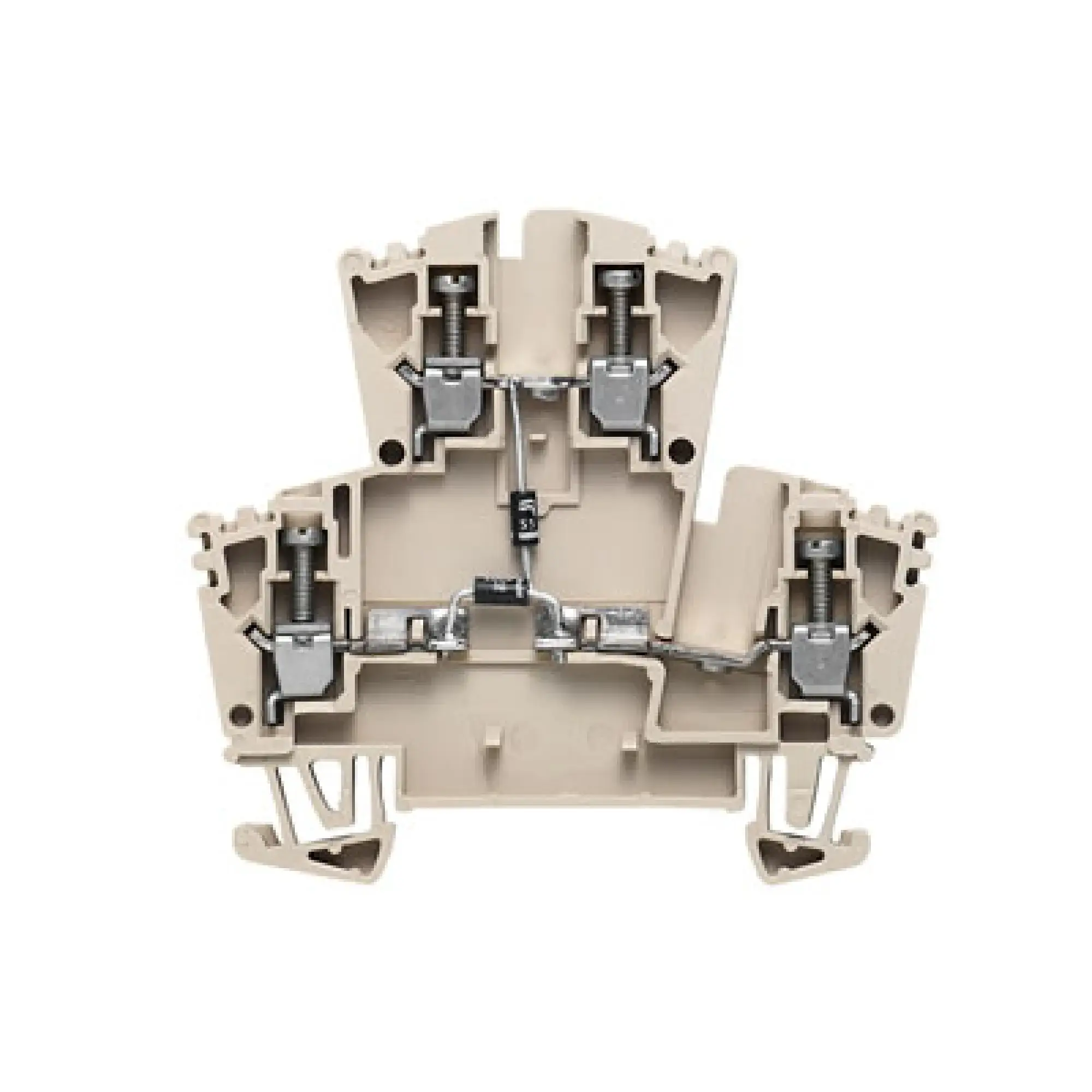 Weidmüller 1023500000 Component terminal block, Screw connection, dark beige, 2.5 mm², 400 V, 400 V, Number of connections: 4, Number of levels: 2, TS 35, V-0, Wemid (img_001)