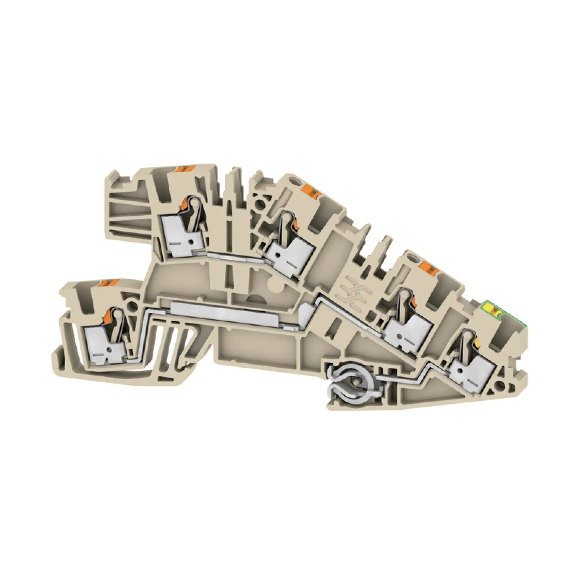 Weidmüller 2668930000 Multi level installation terminal block, PUSH IN, dark beige, 2.5 mm², 24 A, 250 V, Number of connections: 5, Number of levels: 3, TS 35, V-0, Wemid (img_001)