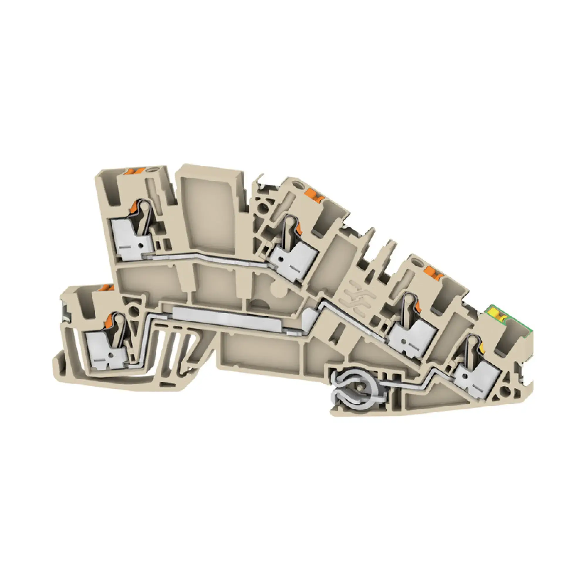 Weidmüller 2782630000 Multi level installation terminal block, PUSH IN, dark beige, 2.5 mm², 24 A, 250 V, Number of connections: 5, Number of levels: 3, TS 35, V-0, Wemid (img_001)