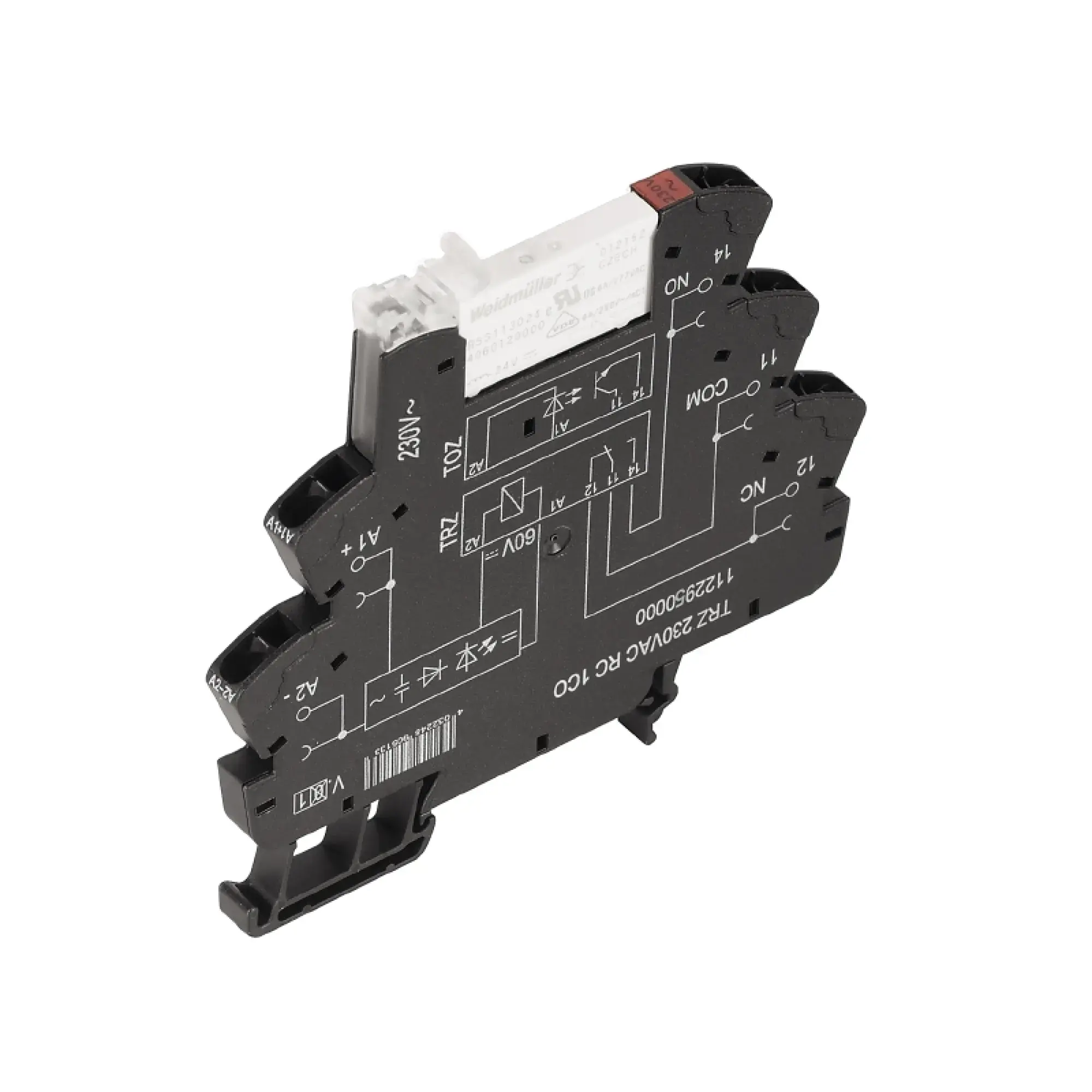 Weidmüller 1122940000 Relay module, 120 V AC ±10 %, Green LED, 1 CO contact (AgNi) , 250 V AC, 6 A, Tension-clamp connection (img_001)