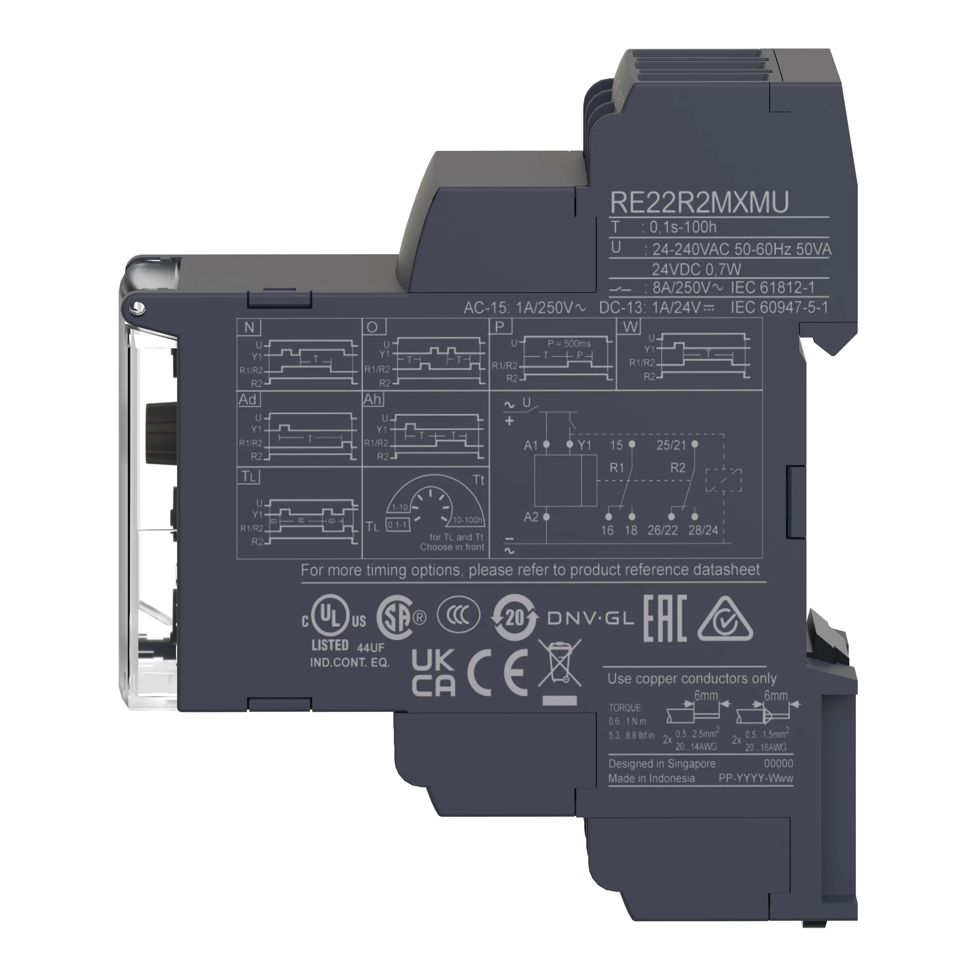 Schneider Electric RE22R2MXMU Multi-function Time Relay (9 functions), 0.1 s-100 h, 24 VDC/24-240VAC, 2 W (img_006)