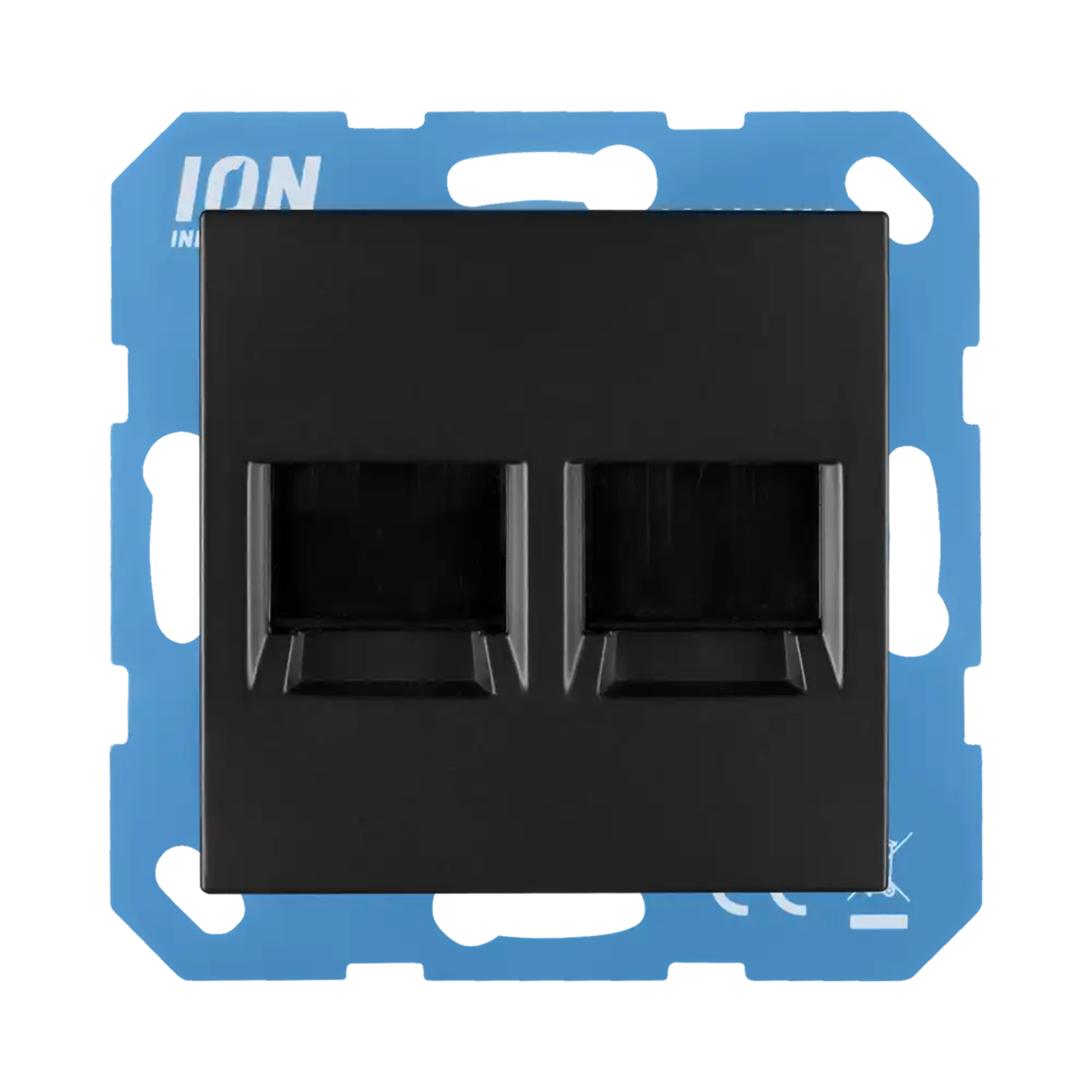 ION INDUSTRIES 13.302.016 Modular Jack 2-gang with Central Plate E1 Matt Black (img_001)
