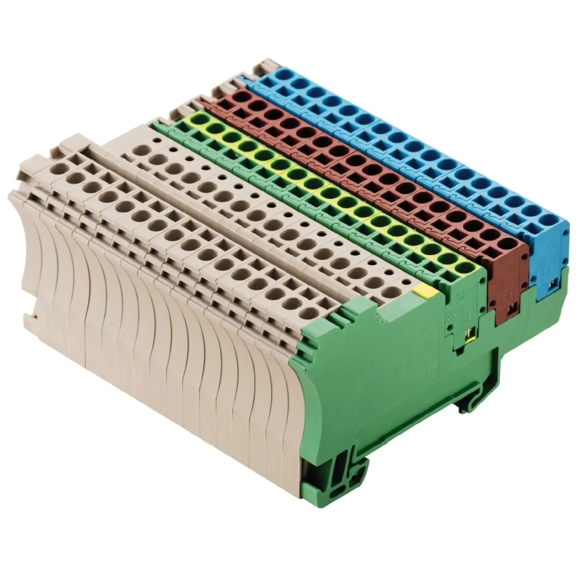 Weidmüller 1692680000 Initiator/actuator terminal, Tension-clamp connection, dark beige, 1.5 mm², 17.5 A, 250 V, Number of connections: 83, Number of levels: 2, TS 35, V-0, (img_001)