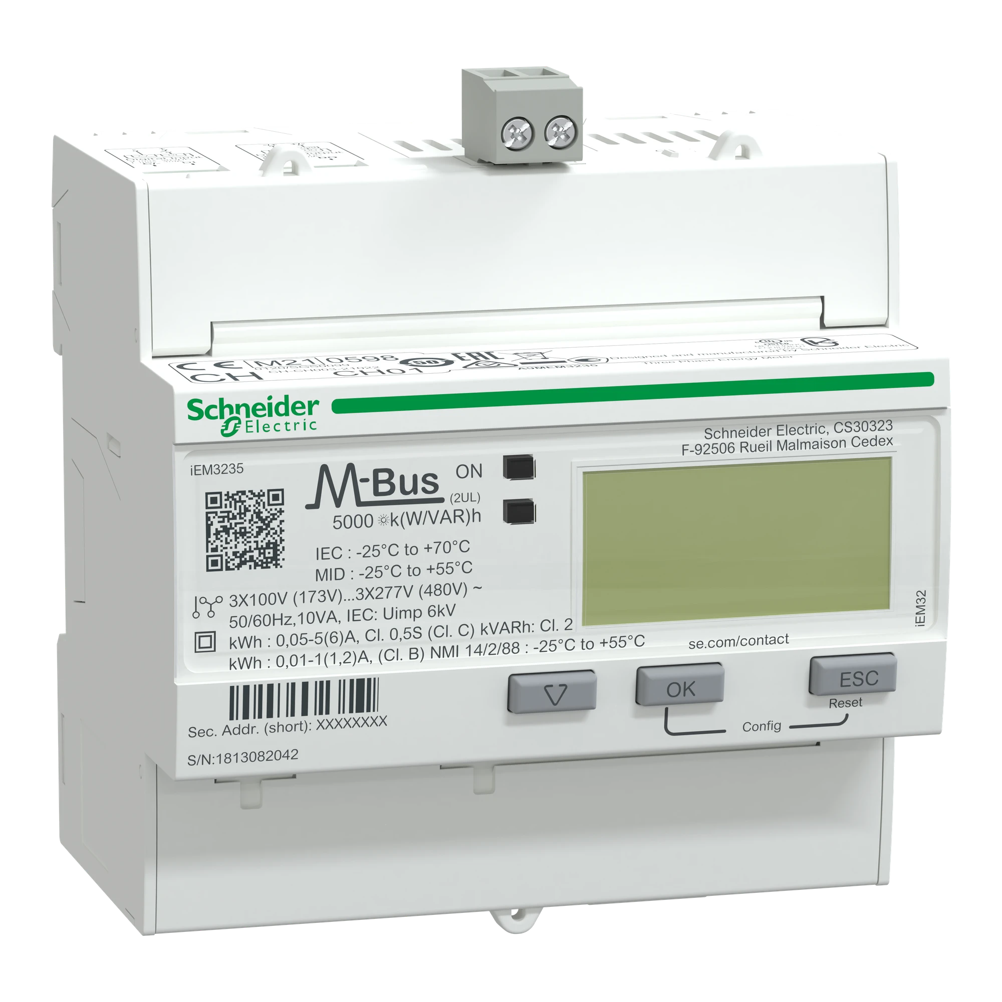 Schneider Electric A9MEM3235 Power meter, 3-phase, 5A, advanced measurement function, M-Bus, 1E/1A, MID compliant (img_001)