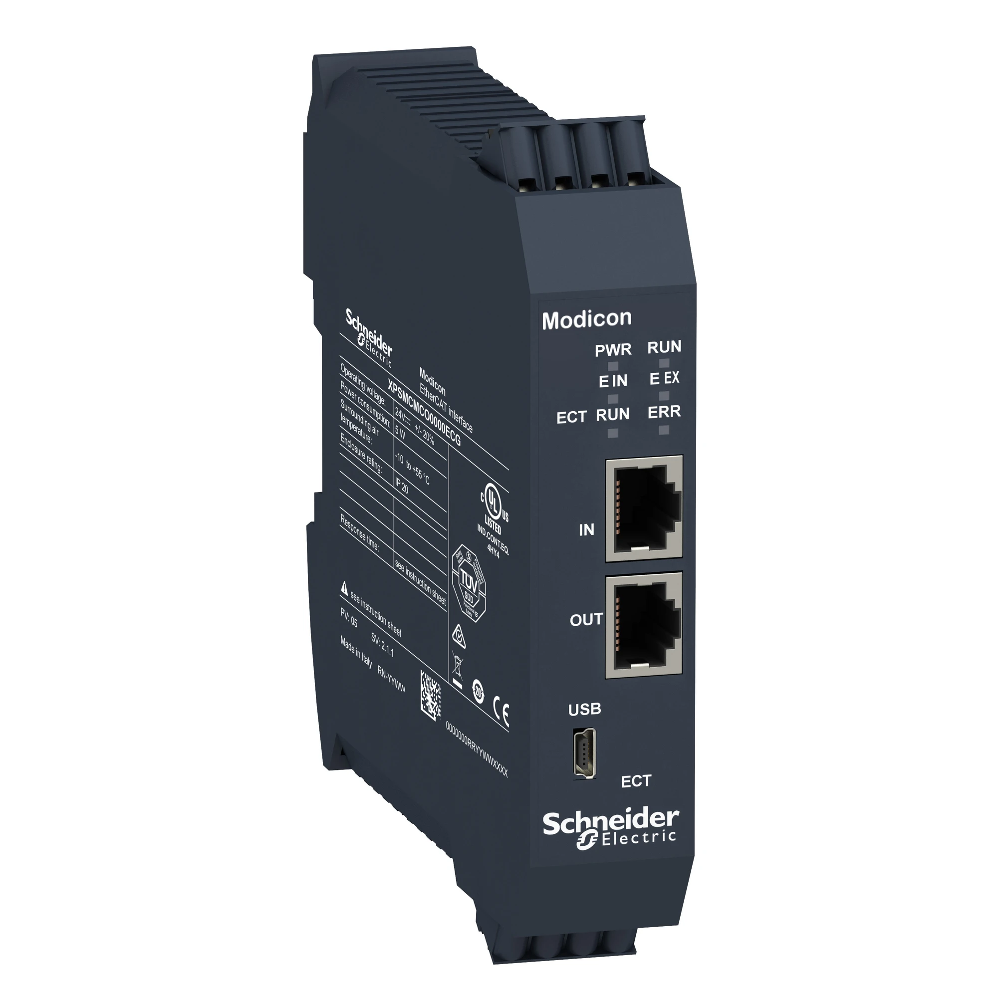 Schneider Electric XPSMCMCO0000ECG Fieldbus Module EtherCAT, 2x RJ45, Modicon Safety Controller XPSMCM, Spring Terminal Block (img_001)