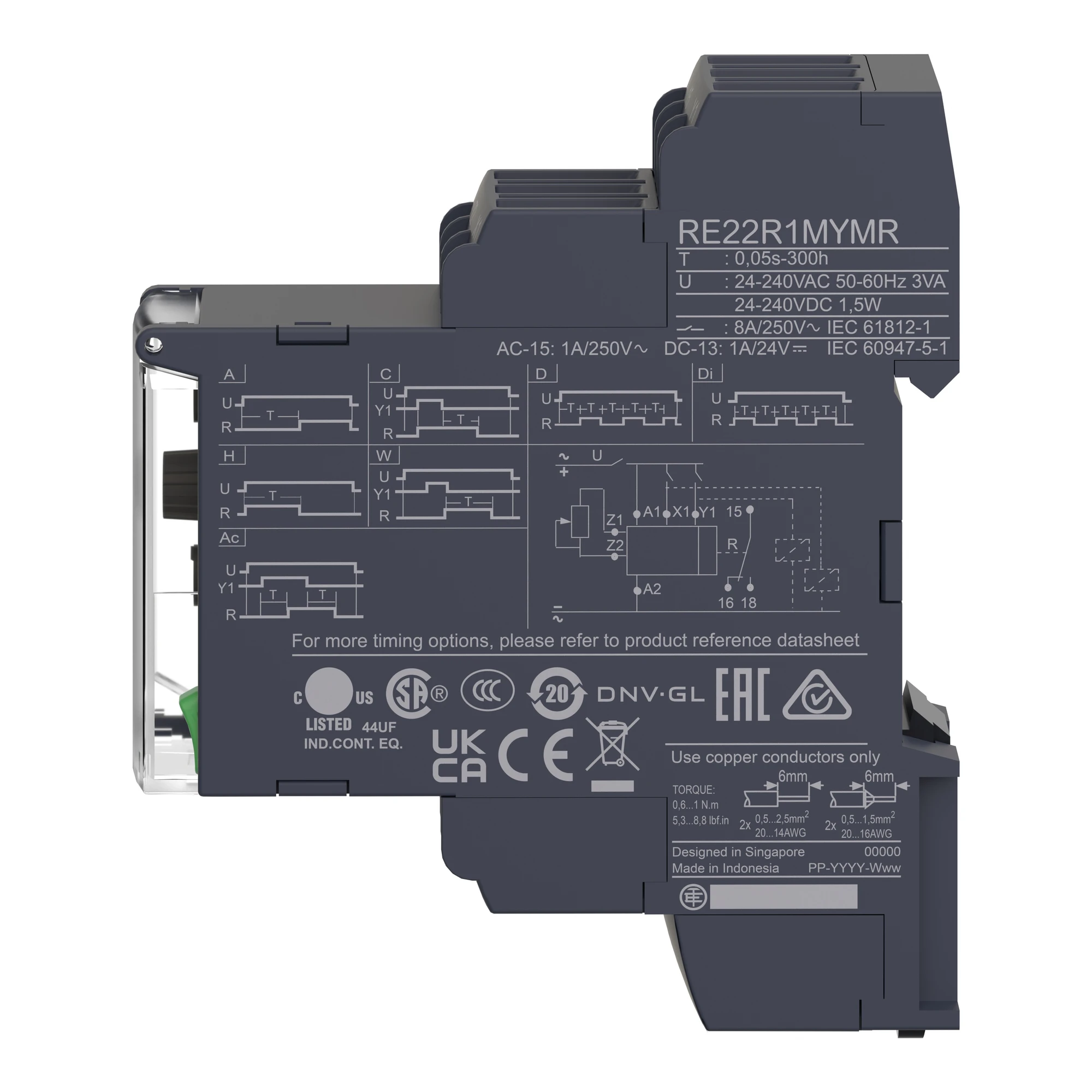 Schneider Electric RE22R1MYMR Multi-function Time Relay, 0.05 s-300 h, 24-240VAC/DC, 1 W (img_006)