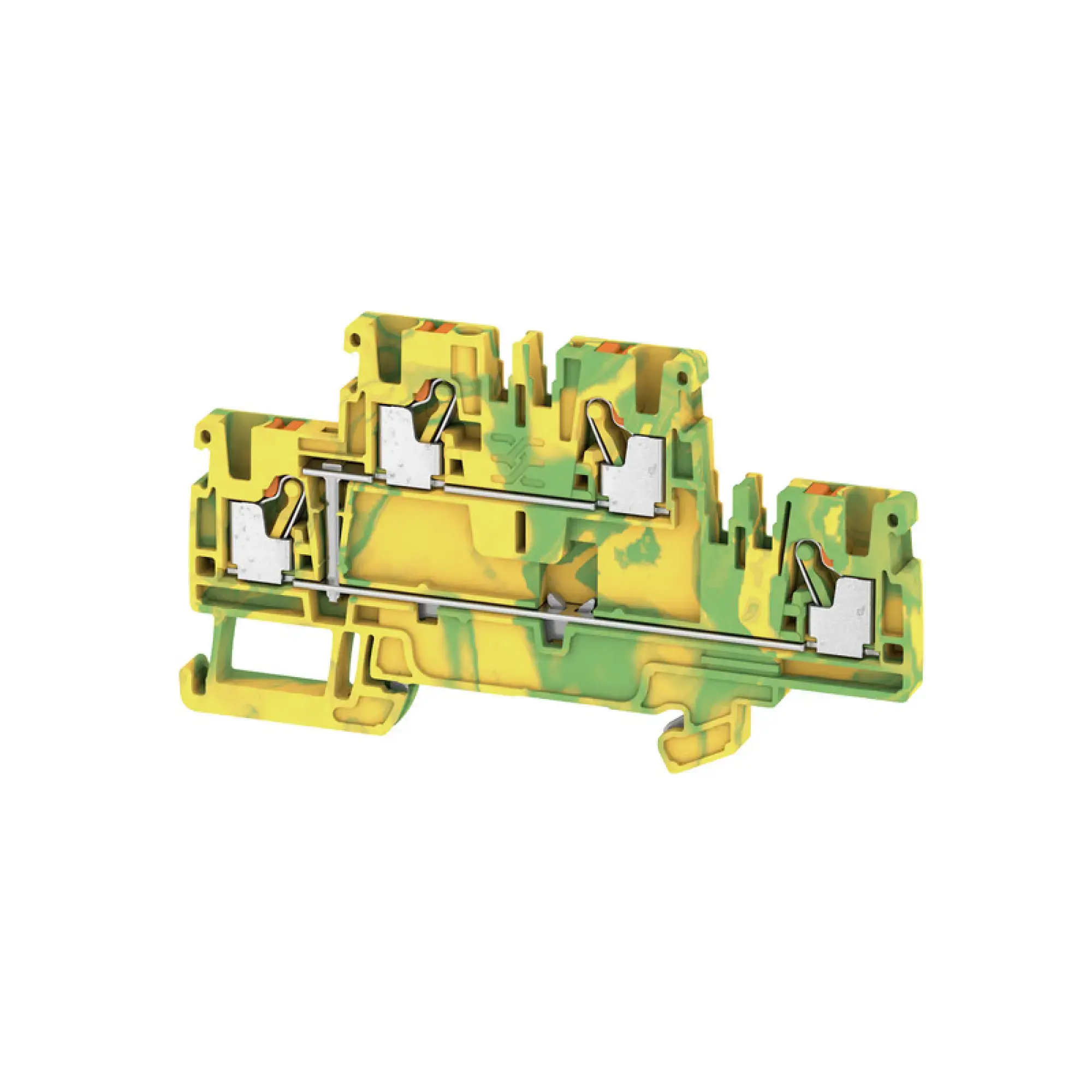 Weidmüller 1547680000 Multi-tier PE terminal, PUSH IN, Green/yellow, 2.5 mm², 800 V, Number of connections: 4, Number of levels: 2, TS 35, V-0, Wemid (img_001)