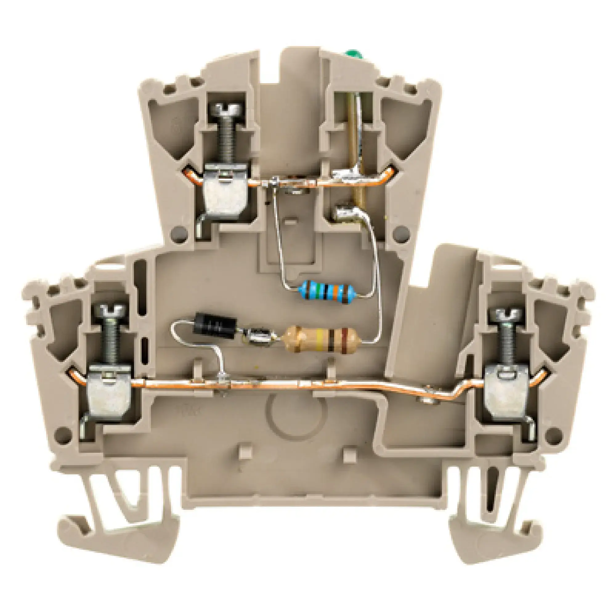 Weidmüller 1303670000 Component terminal block, Screw connection, dark beige, 2.5 mm², 230 V, 230 V, Number of connections: 3, Number of levels: 2, TS 35, V-0, Wemid (img_001)