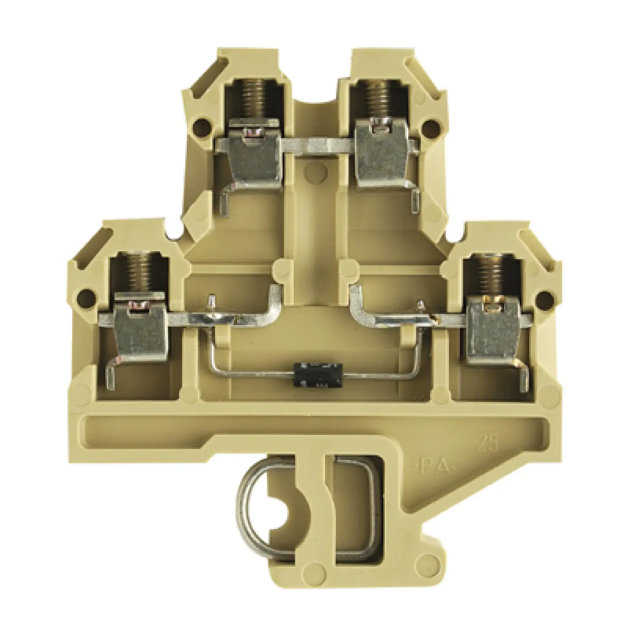 Weidmüller 0544660000 Component terminal block, Screw connection, beige / yellow, 4 mm², 380 V, 380 V, Number of connections: 4, Number of levels: 2, TS 32, V-2, PA 66 (img_001)