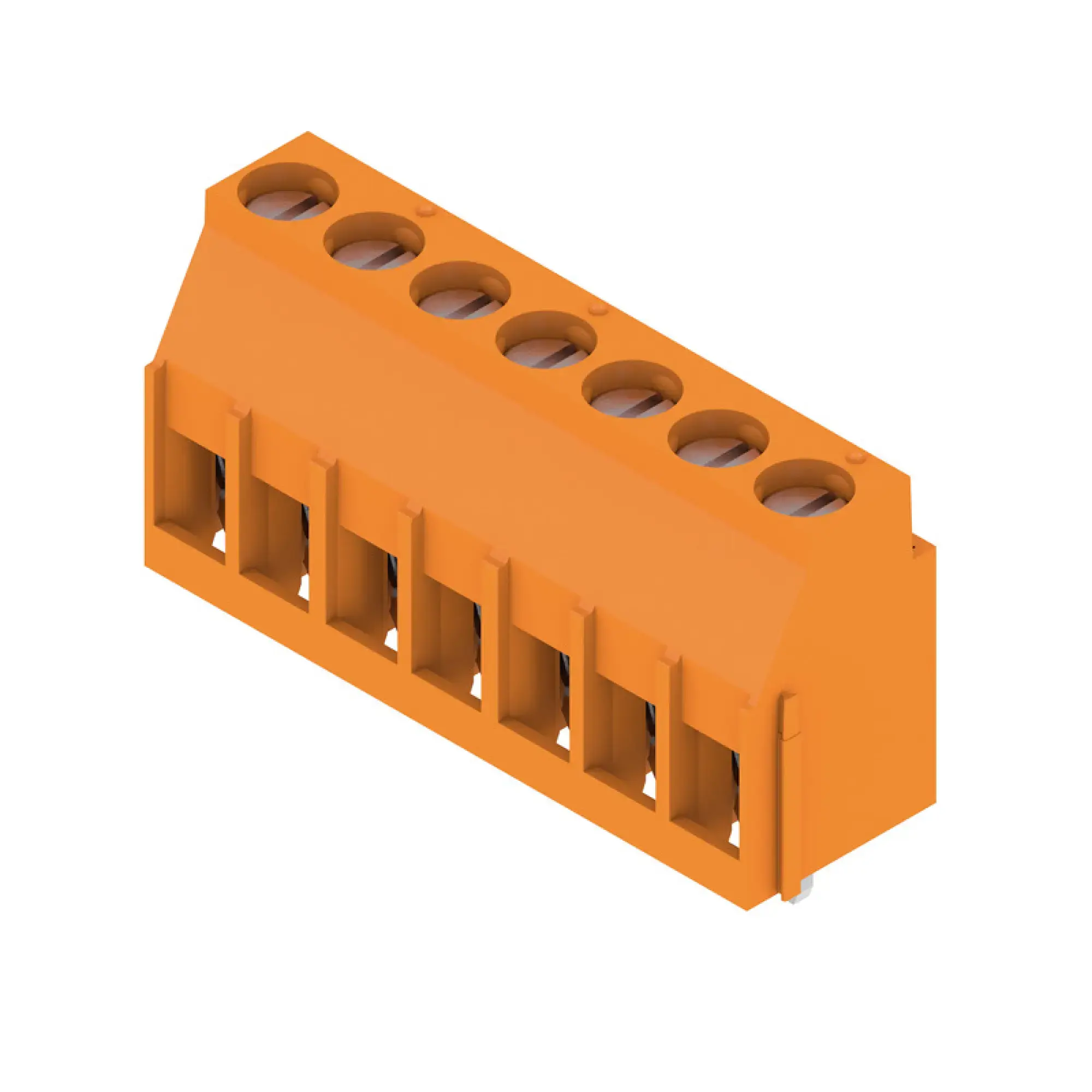 Weidmüller 1001750000 PCB terminal, 320 V, 32.5 A, Pitch in mm: 5.00, 6 mm², Number of poles: 7, Clamping yoke connection, THT solder connection, 90°, Box (img_001)