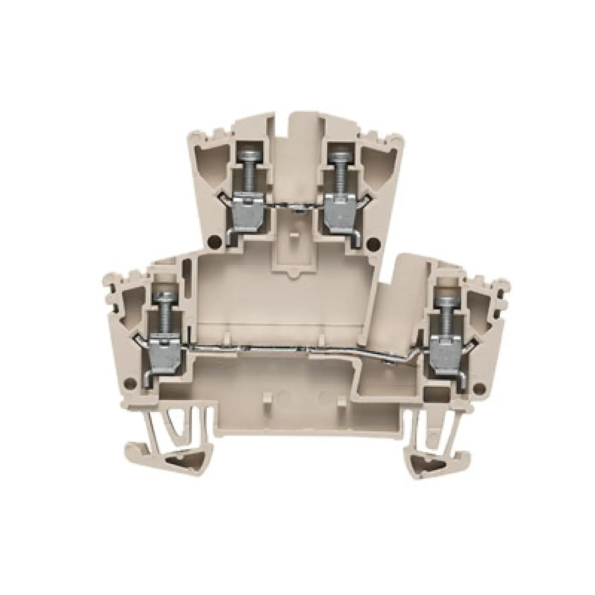 Weidmüller 1023200000 Component terminal block, Screw connection, dark beige, 2.5 mm², 400 V, 400 V, Number of connections: 4, Number of levels: 2, TS 35, V-0, Wemid (img_001)