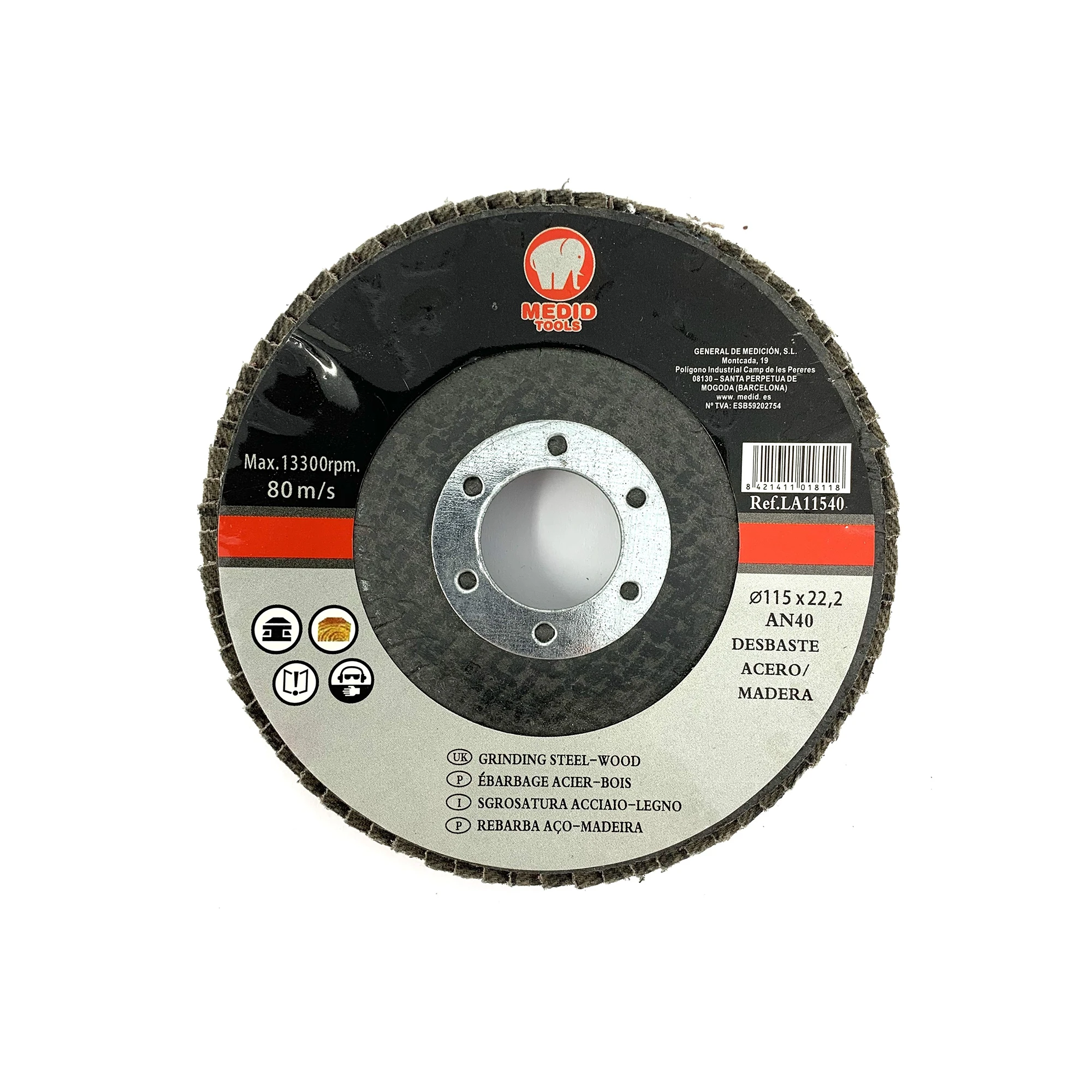 MEDID LA115AN40 Steel cut-off wheels for angle grinders diameter ext. 115 mm- grit 40 (img_001)