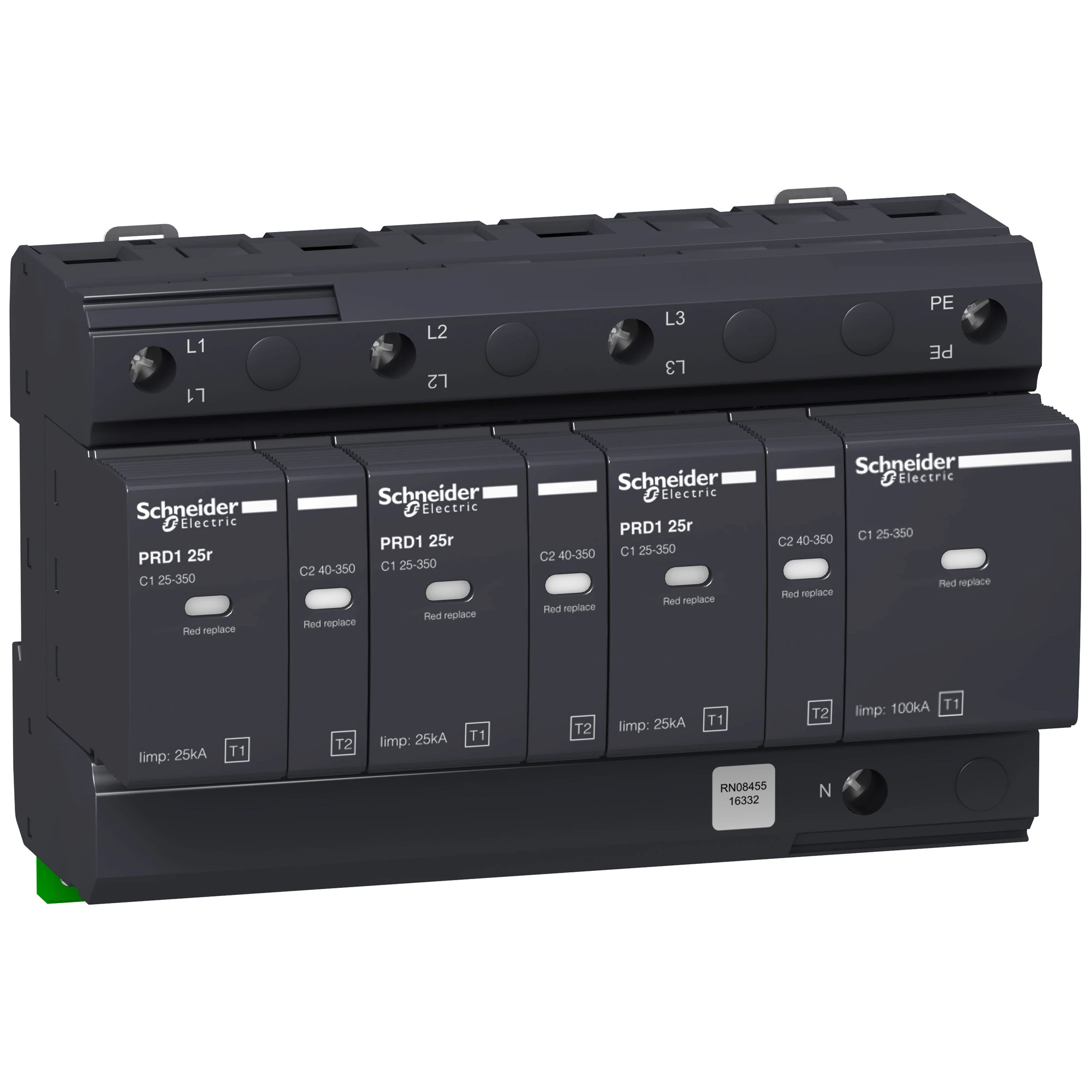 Schneider Electric 16332 Combined Lightning and Surge Arrester PRD1 25R 3P+N TYPE1+2, Uc 350V (img_001)