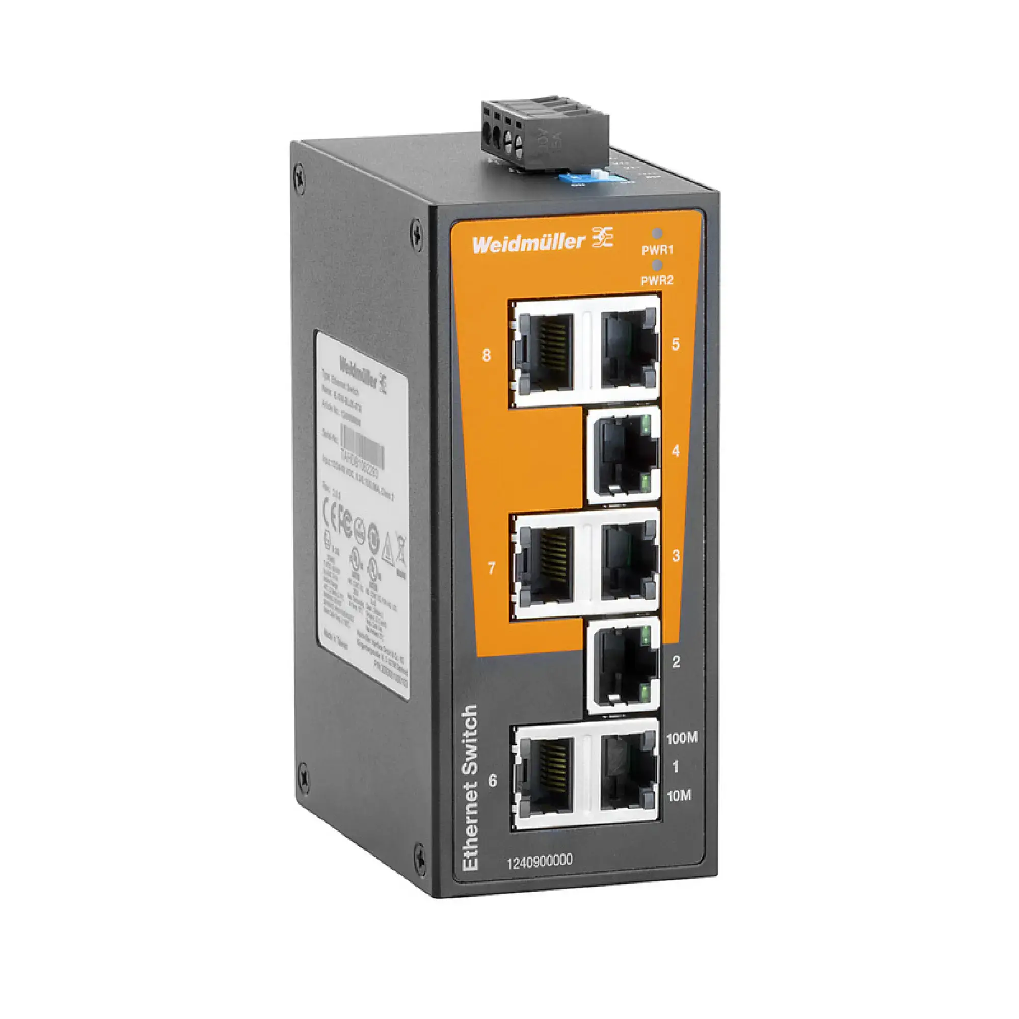 Weidmüller 1286560000 Network switch (unmanaged), unmanaged, Fast Ethernet, Number of ports: 8x RJ45, -40 °C...75 °C, IP30 (img_001)