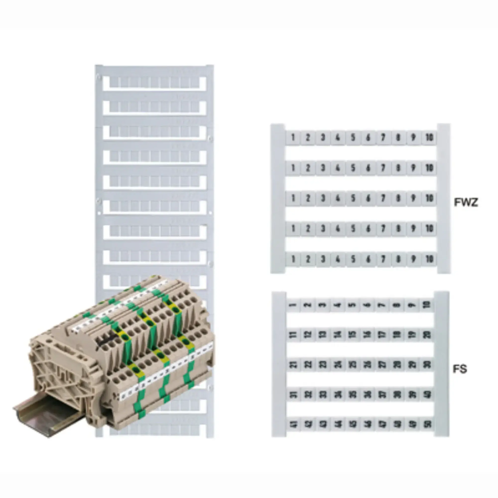 Weidmüller 0460660071 Terminal marking, white, Pitch in mm: 5.00, Printed characters: Numbers, vertical, Width: 5 mm, Height: 5 mm (img_001)
