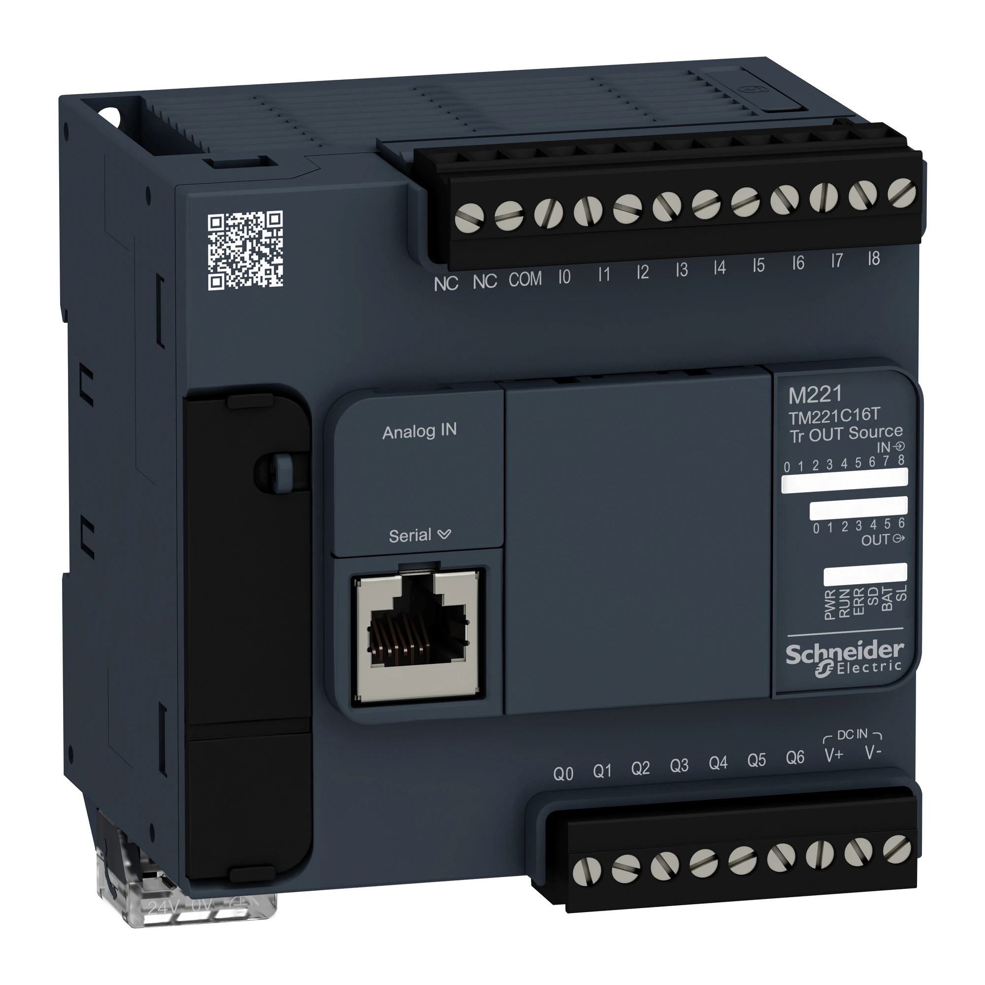 Schneider Electric TM221C16T PLC Control, Modicon M221, Compact, 16 I/O, Modbus, 24 VDC, Source Transistor, Screw Terminals (img_001)