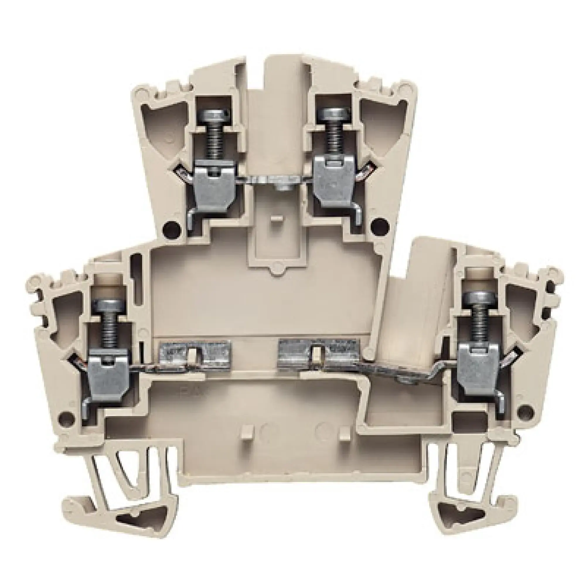 Weidmüller 1023100000 Component terminal block, Screw connection, dark beige, 2.5 mm², 400 V, 400 V, Number of connections: 4, Number of levels: 2, TS 35, V-0, Wemid (img_001)