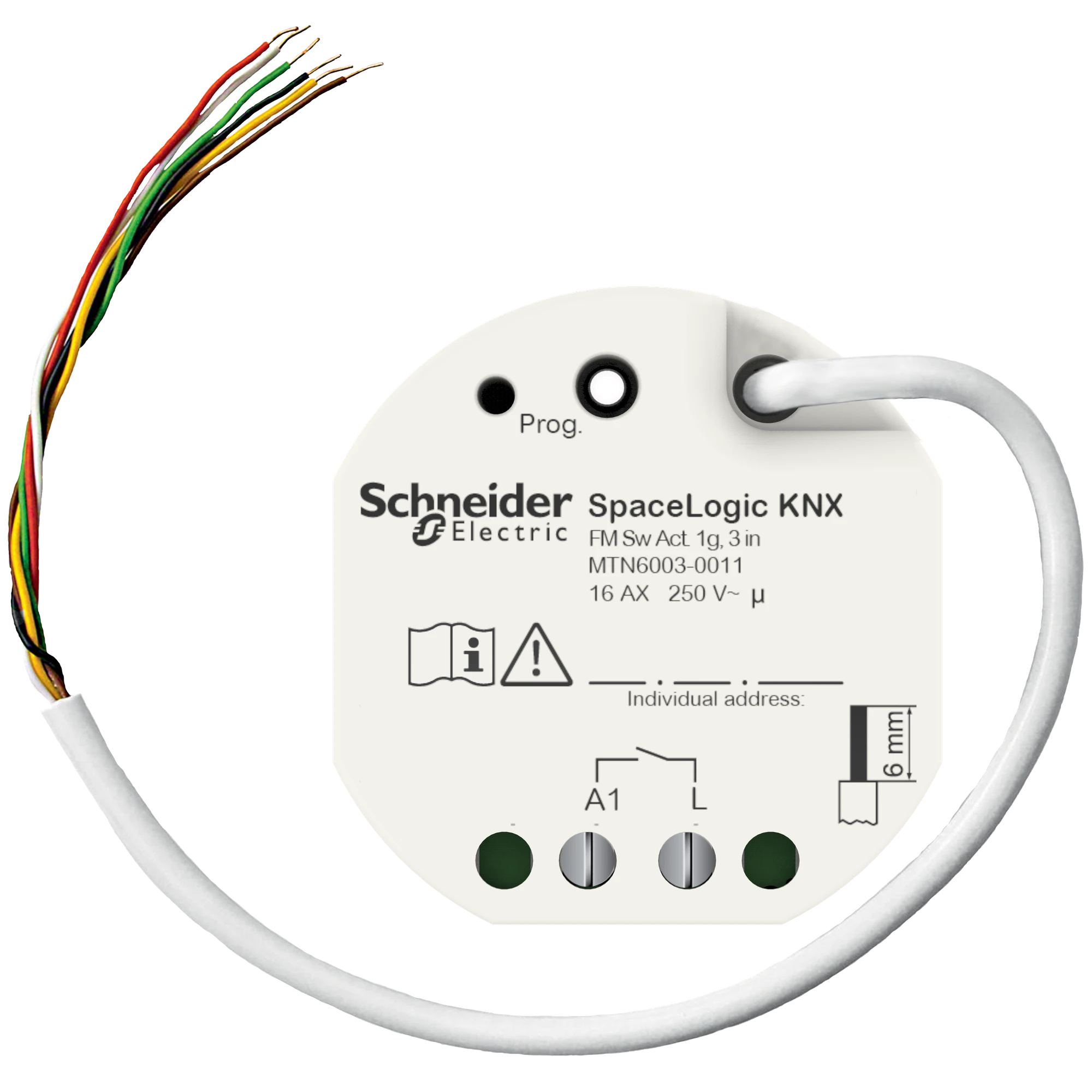 Schneider Electric MTN6003-0011 SpaceLogic KNX Flush-Mounted Switching Actuator 1-Fold with 3 Binary Inputs (img_001)