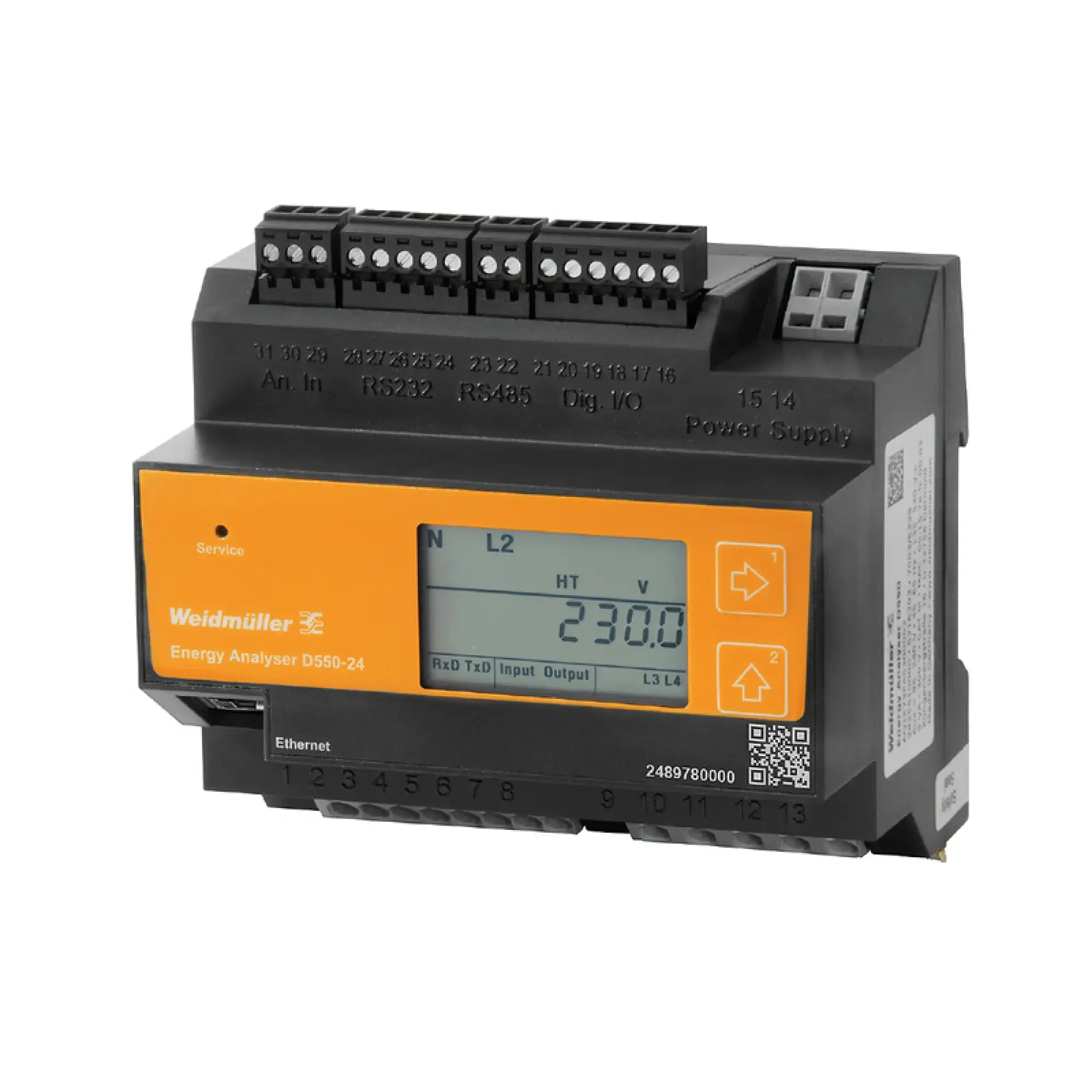 Weidmüller 2489780000 Measuring device electrical quantity, 480 V, Modbus RTU, Modbus-Gateway, Modbus TCP/IP, Modbus RTU over Ethernet, SNMP, BACnet (optional) (img_001)